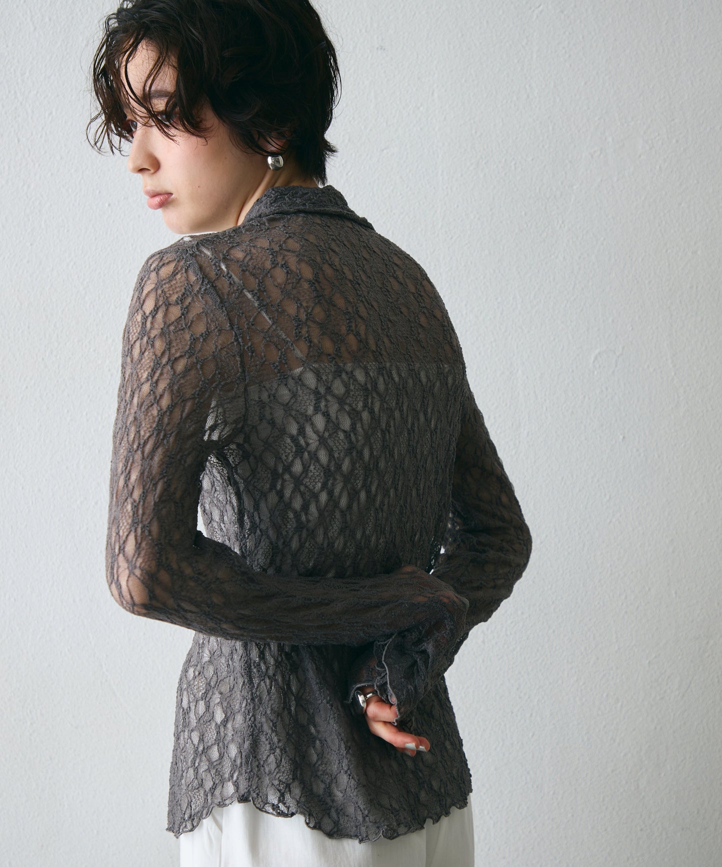 レースポロ襟シャツ