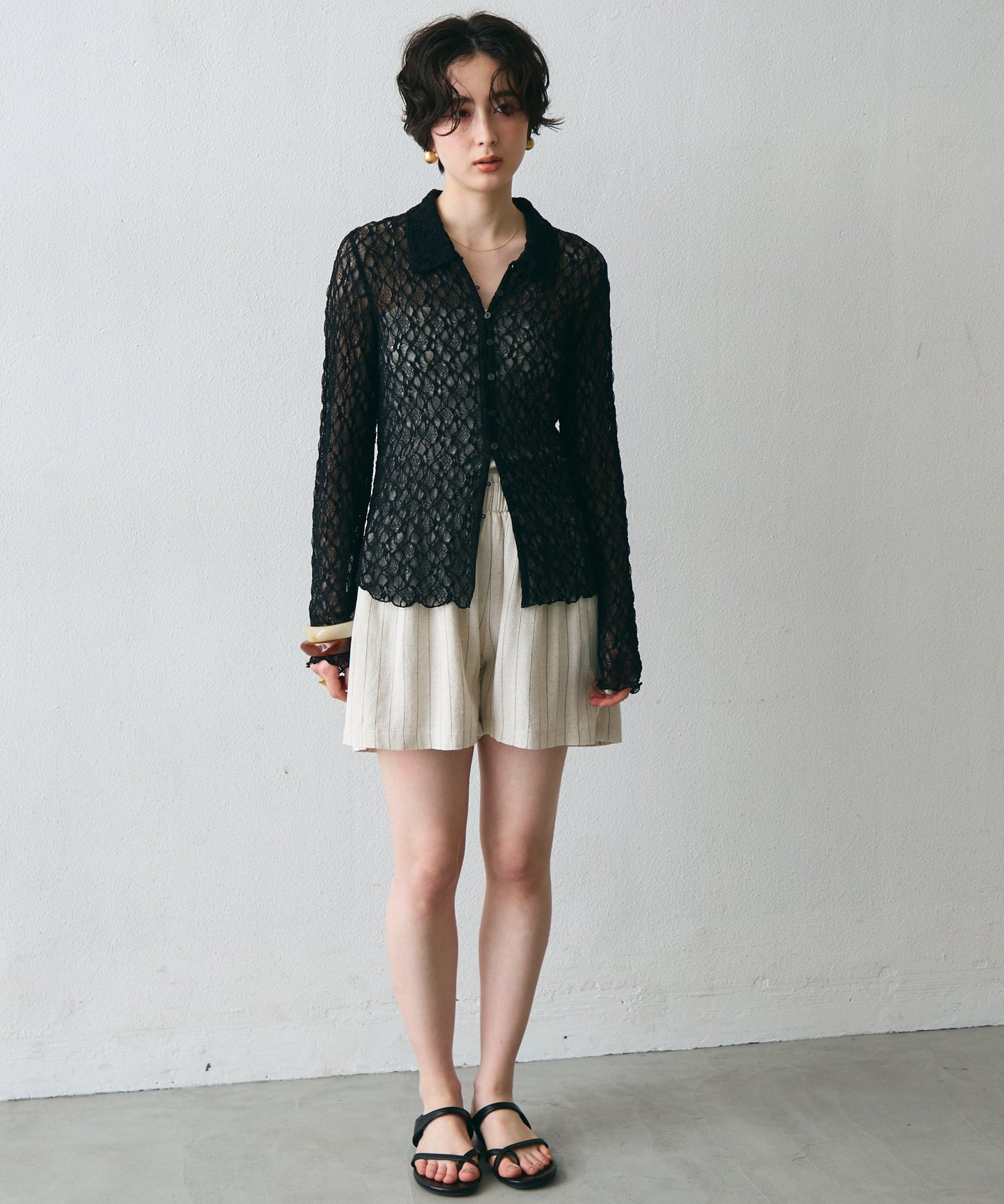 レースポロ襟シャツ