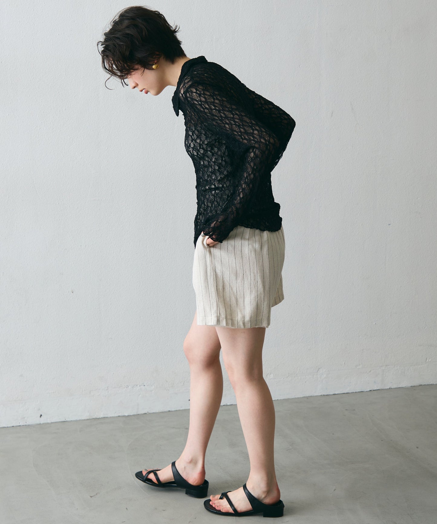 レースポロ襟シャツ