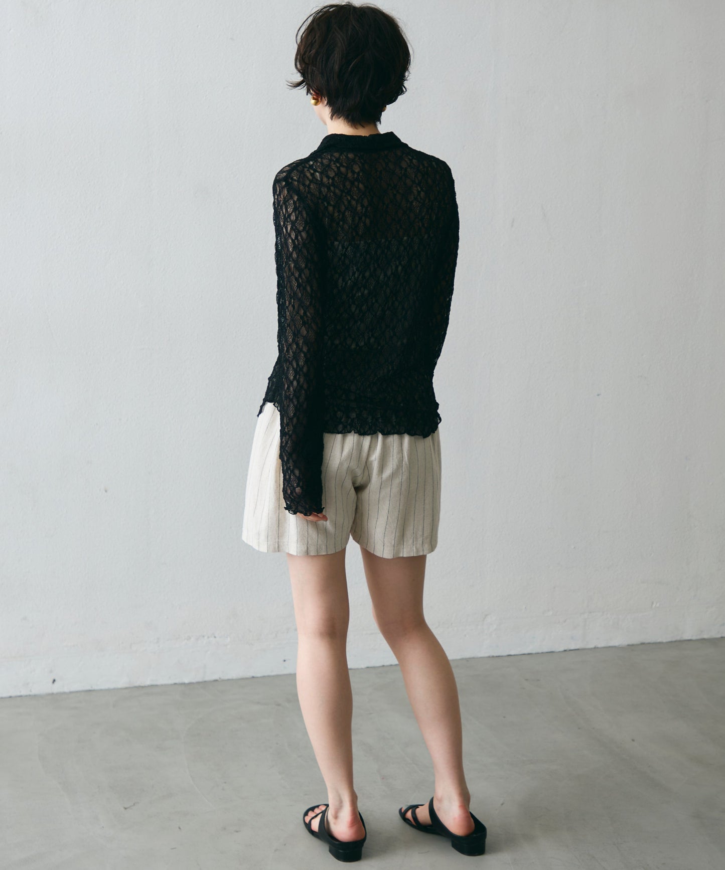 レースポロ襟シャツ