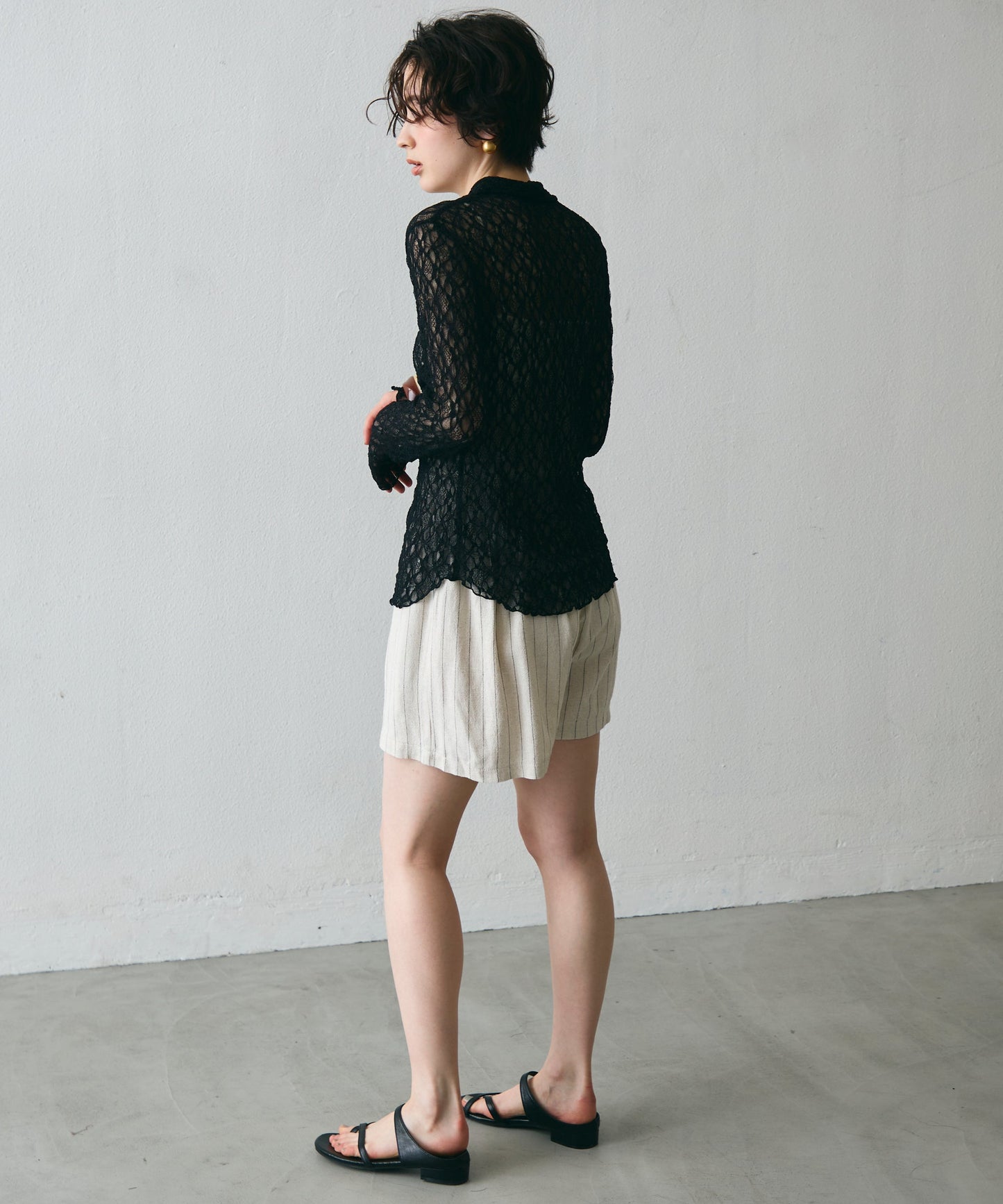 レースポロ襟シャツ