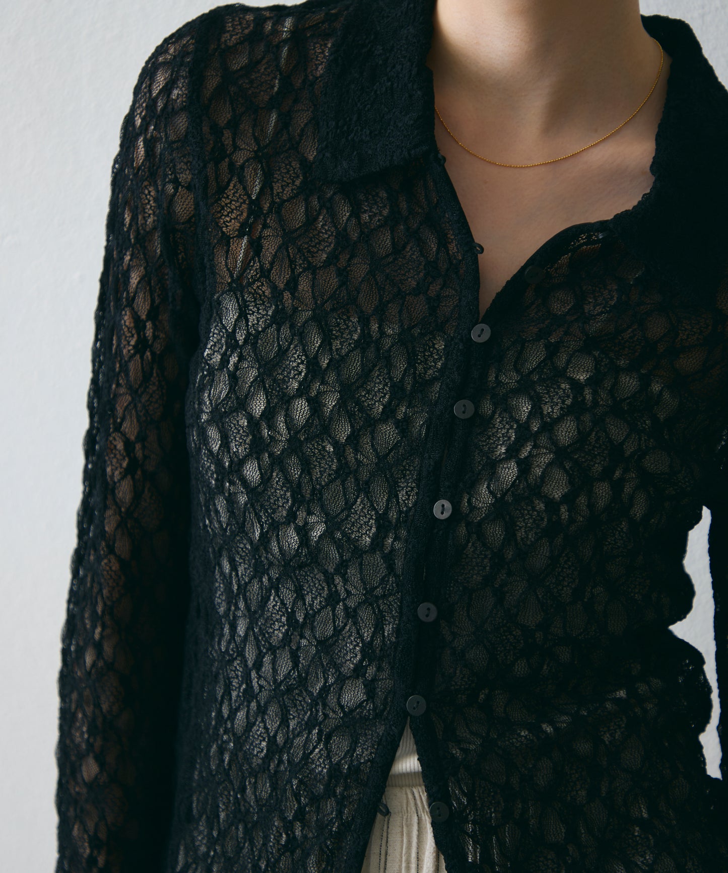 レースポロ襟シャツ