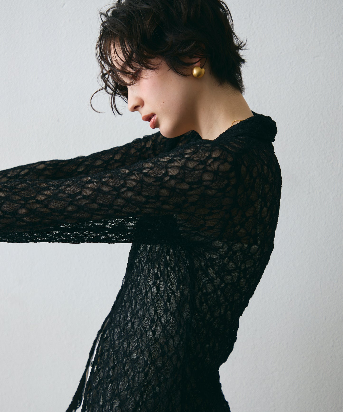 レースポロ襟シャツ