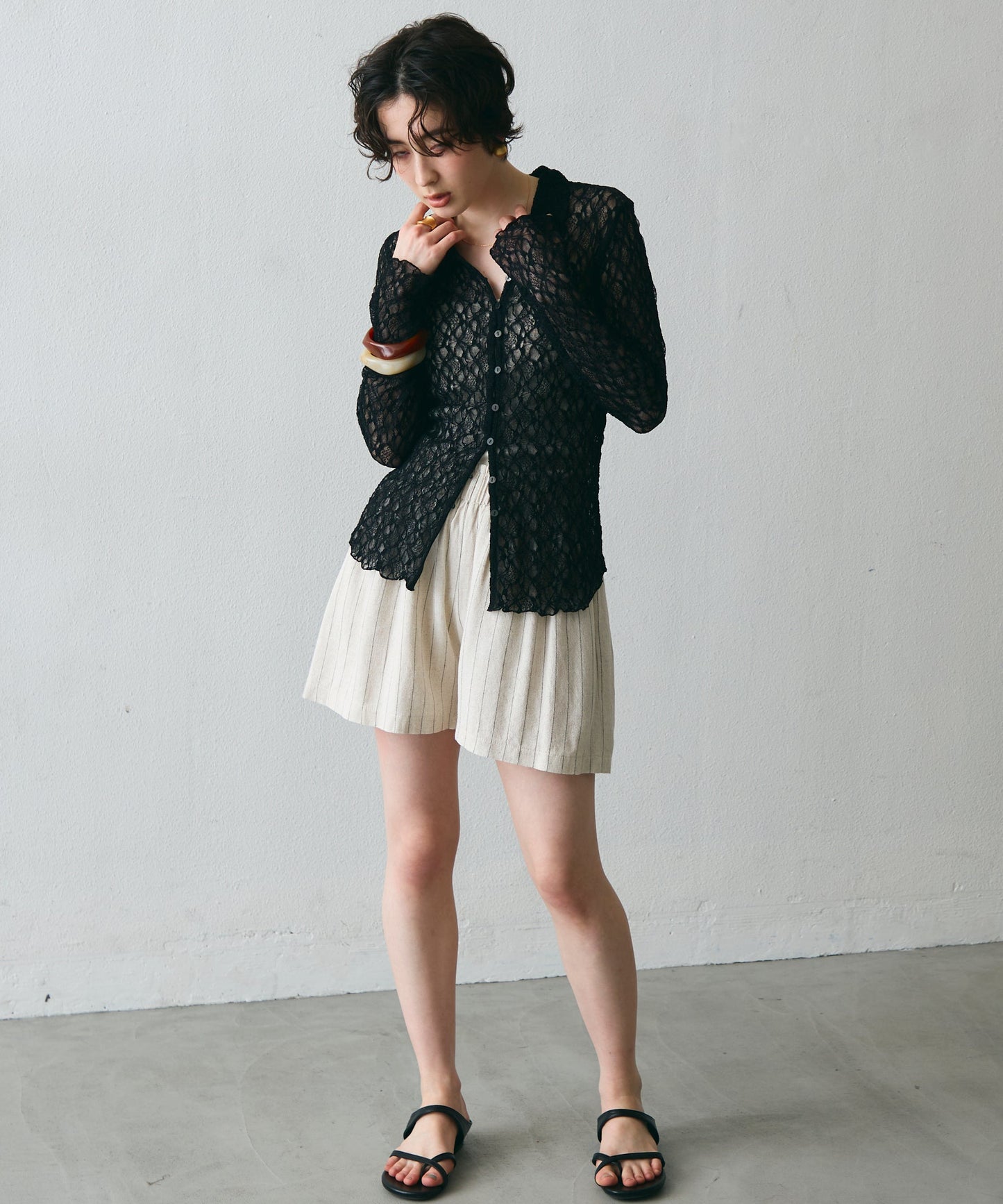 レースポロ襟シャツ