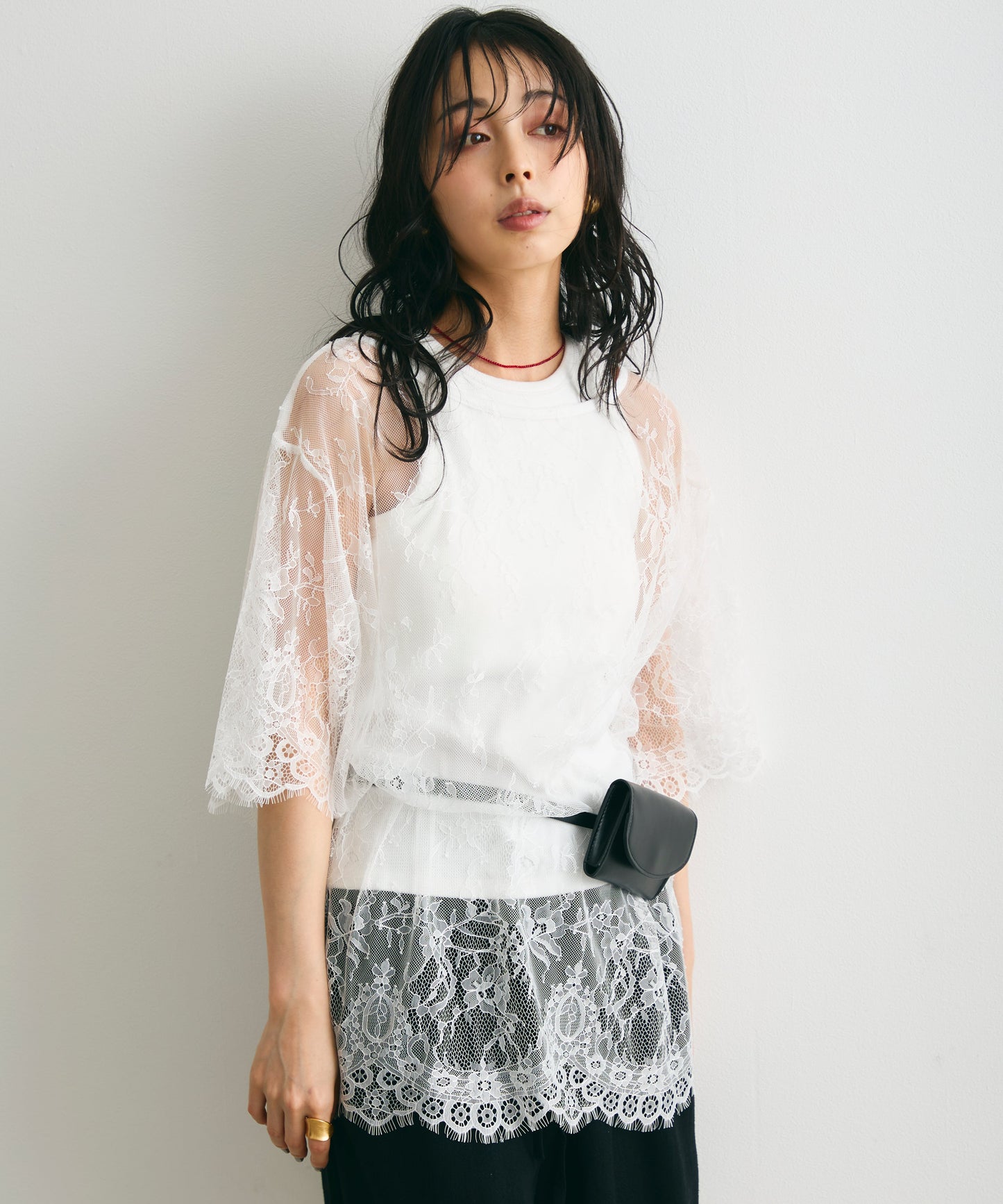 レースオーバーTシャツ