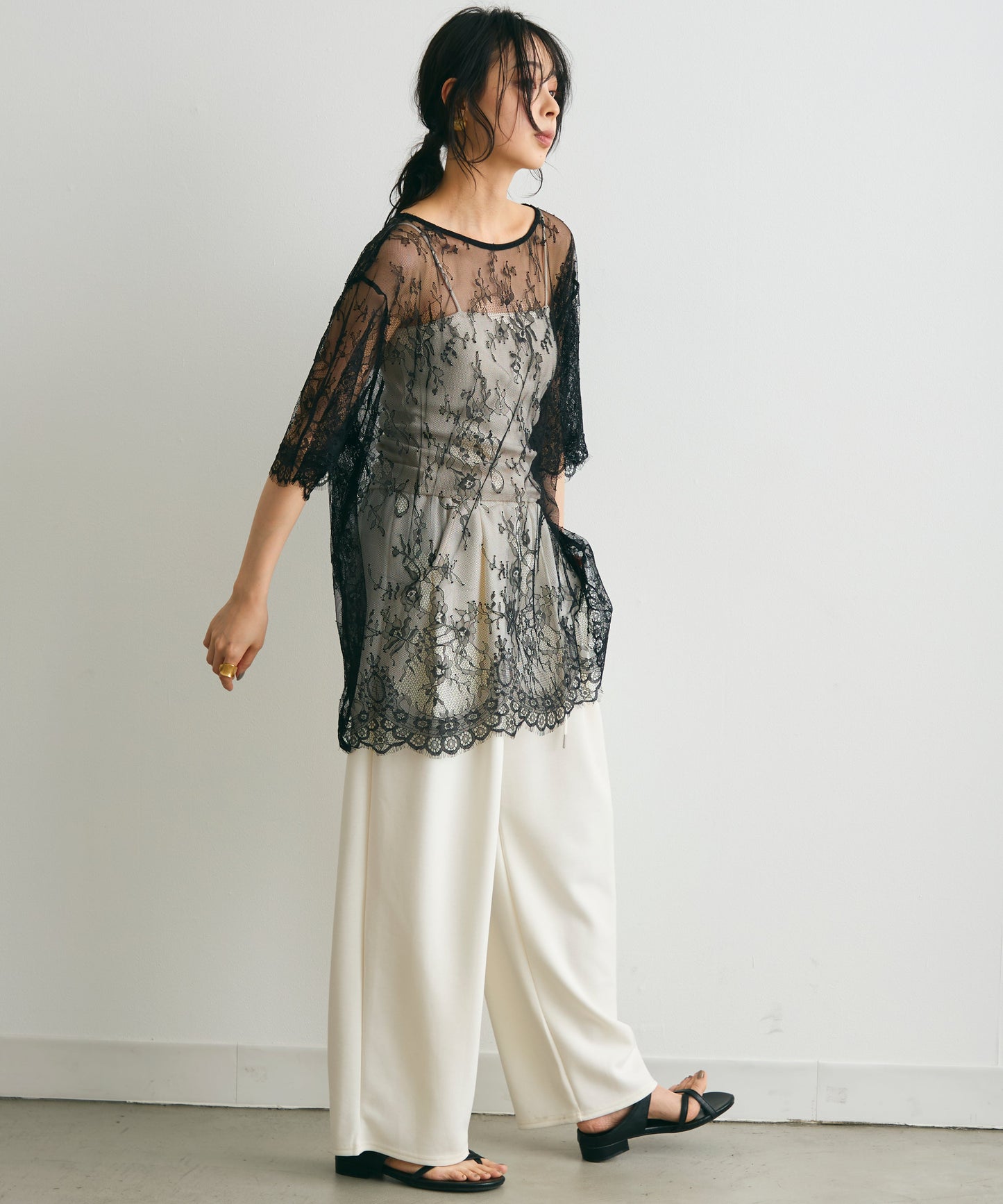 レースオーバーTシャツ