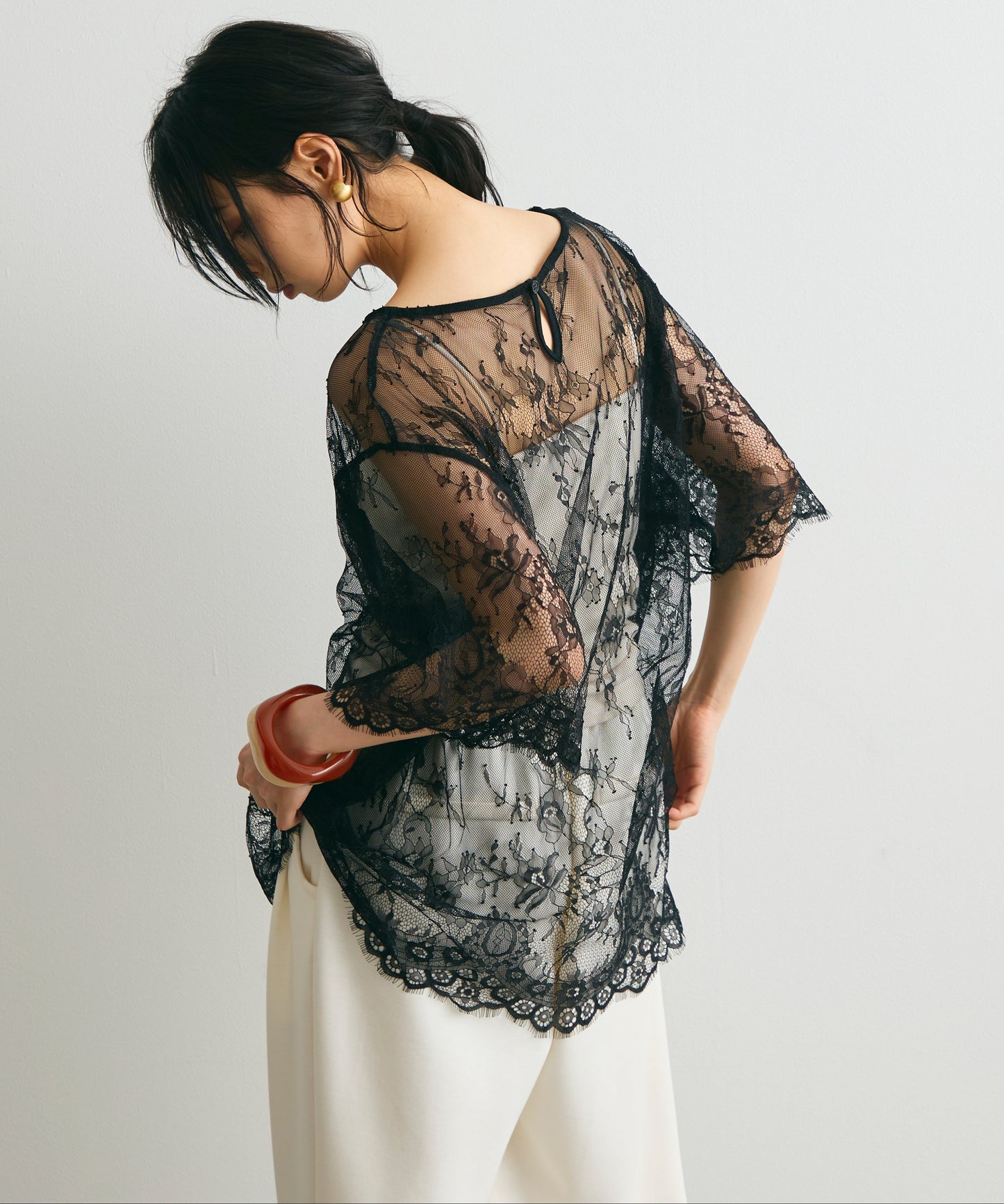 レースオーバーTシャツ