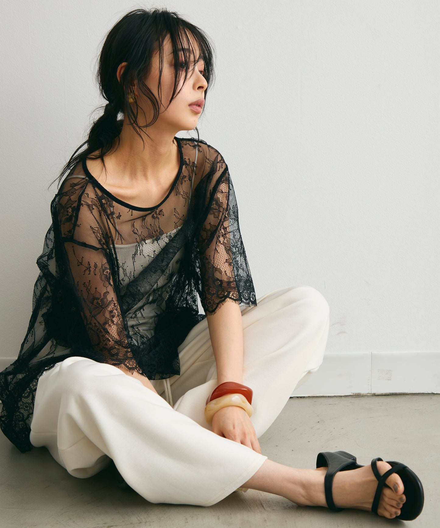 レースオーバーTシャツ