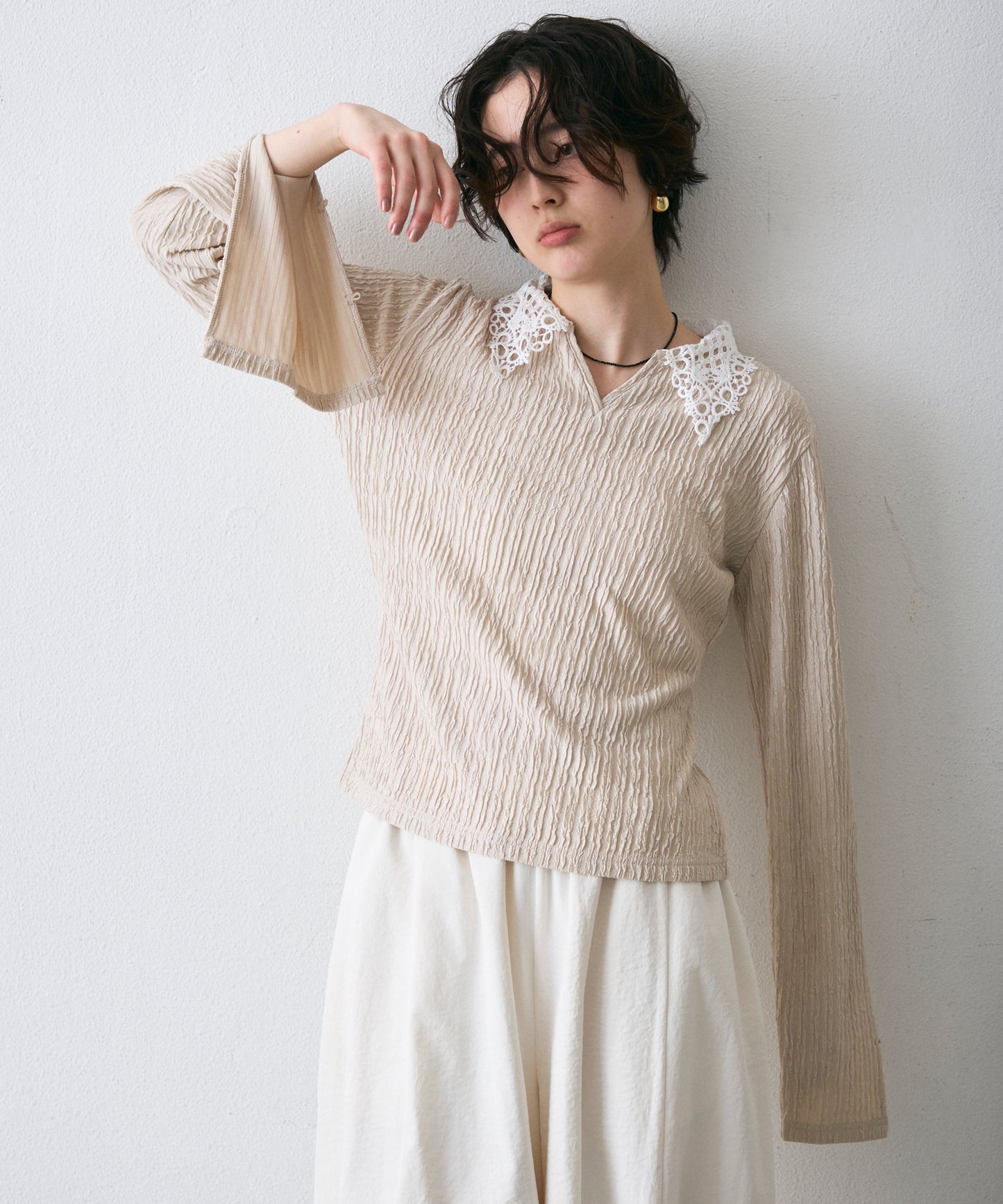 ワッシャーレース衿ロンT