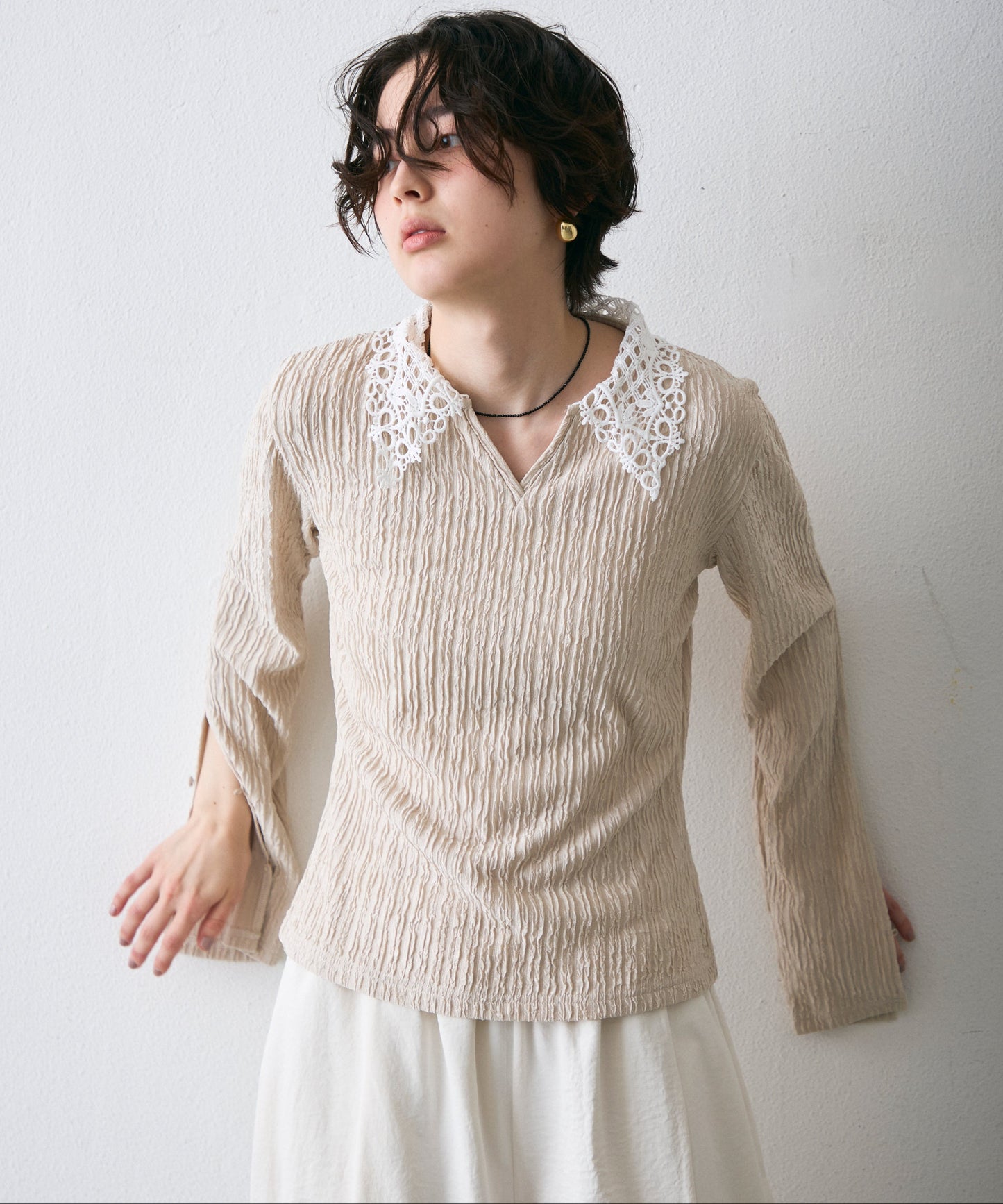 ワッシャーレース衿ロンT