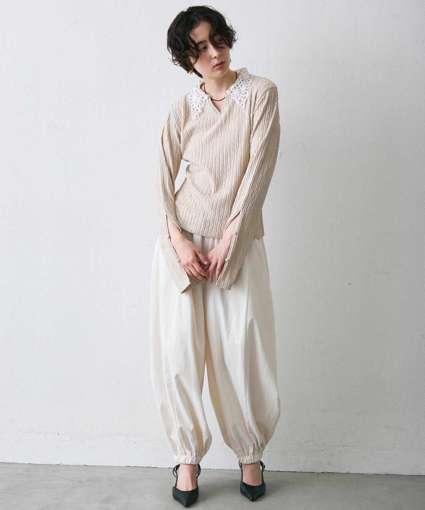 ワッシャーレース衿ロンT