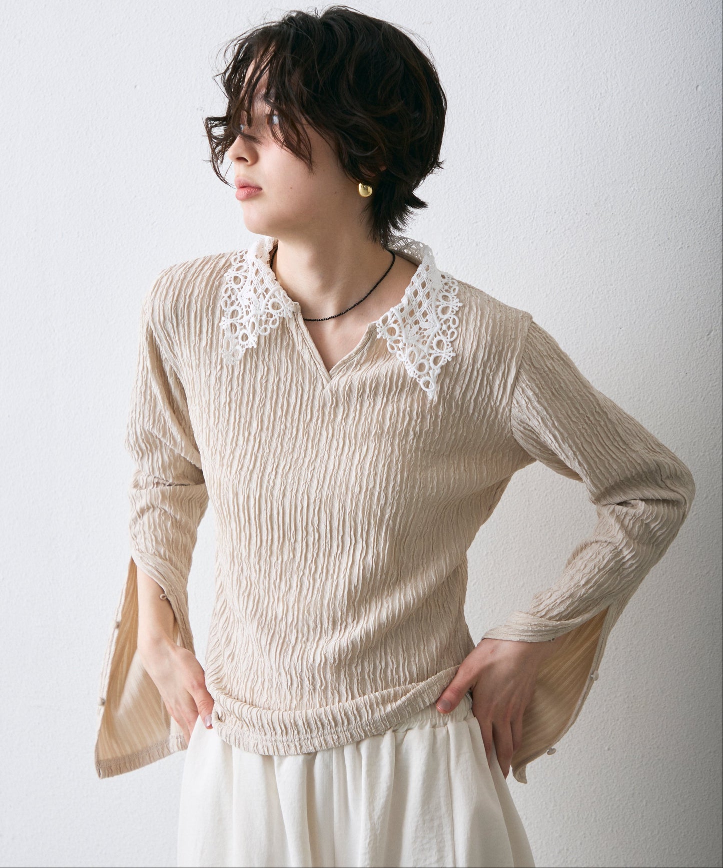 ワッシャーレース衿ロンT