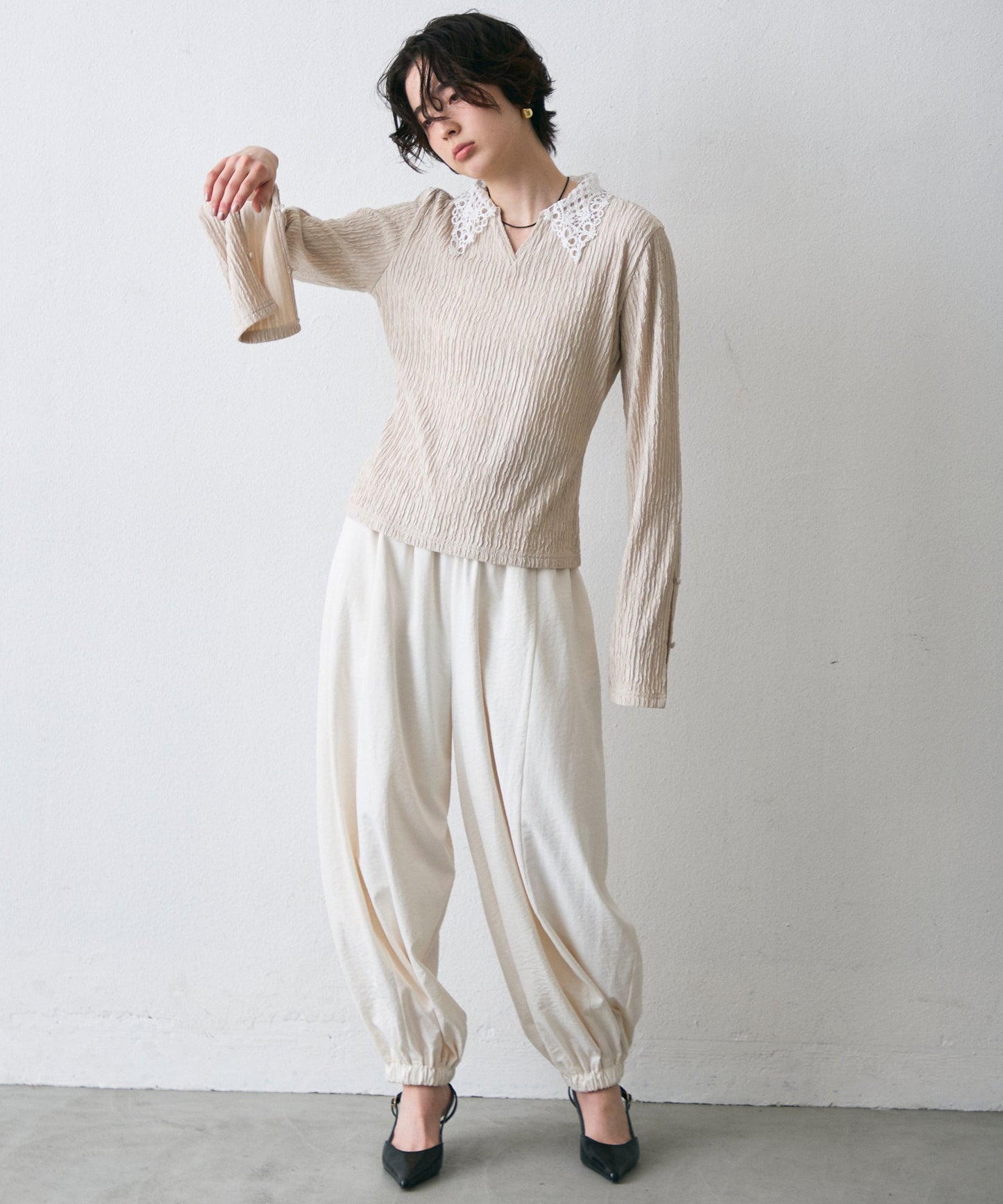 ワッシャーレース衿ロンT