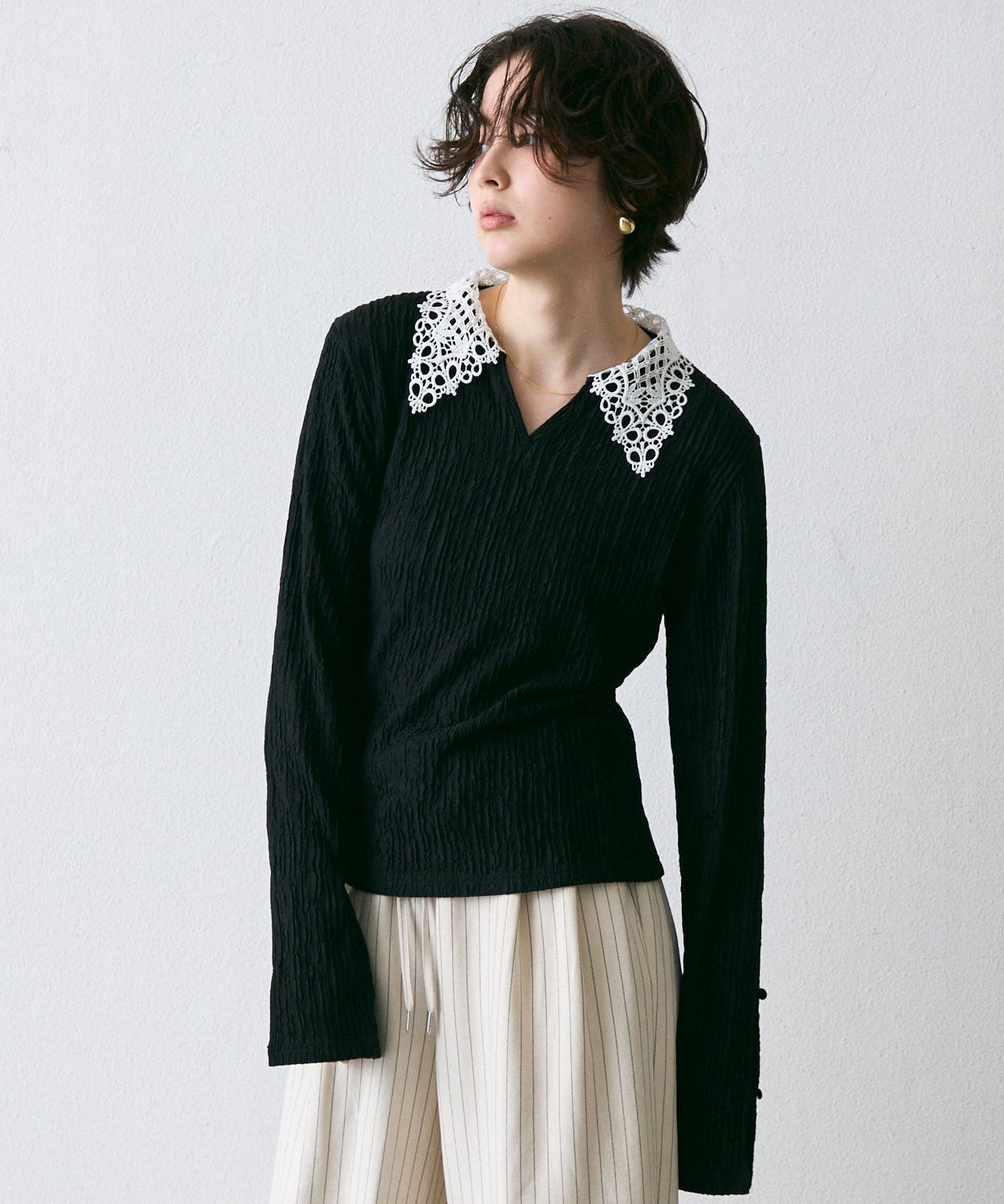 ワッシャーレース衿ロンT