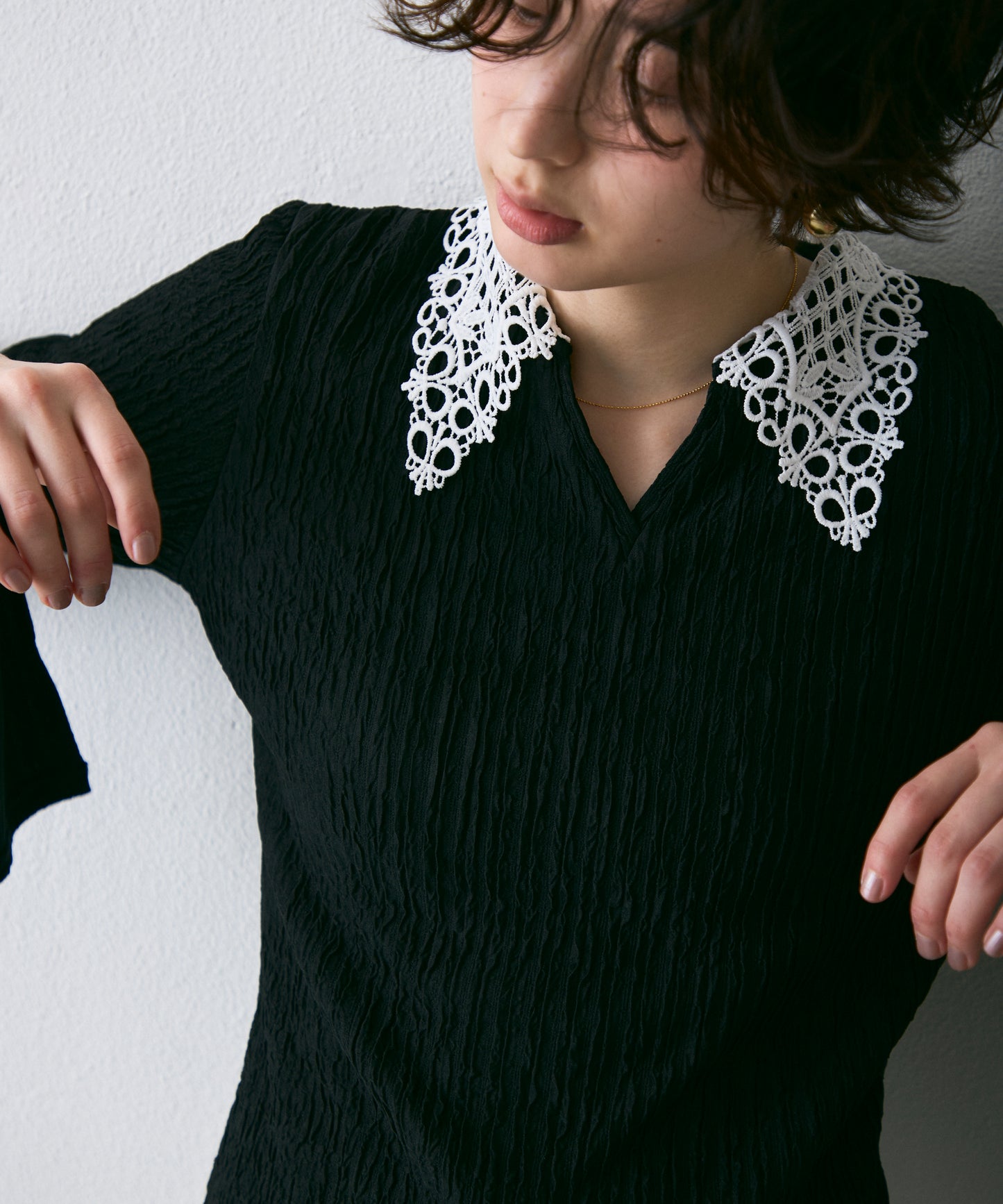 ワッシャーレース衿ロンT