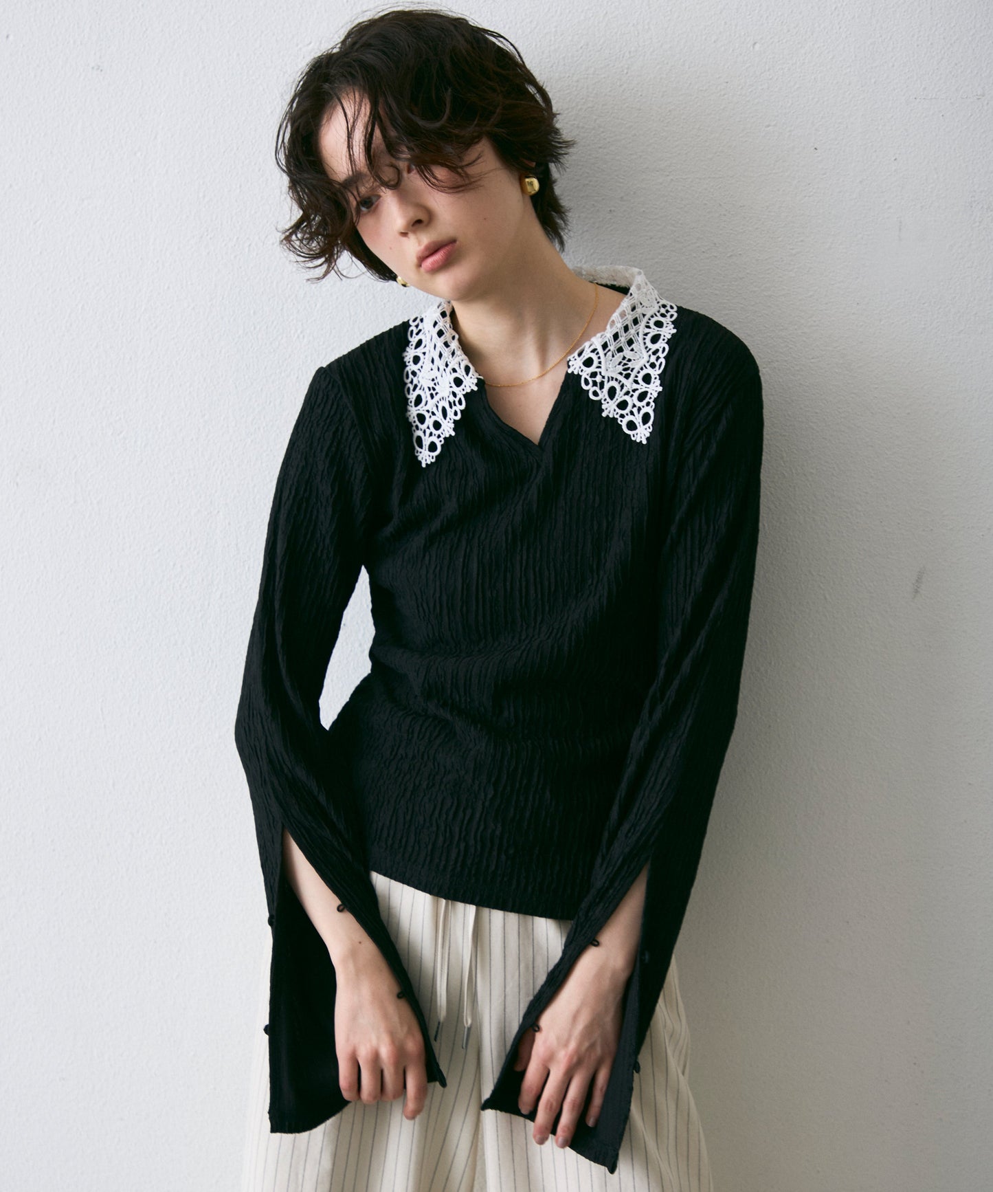 ワッシャーレース衿ロンT