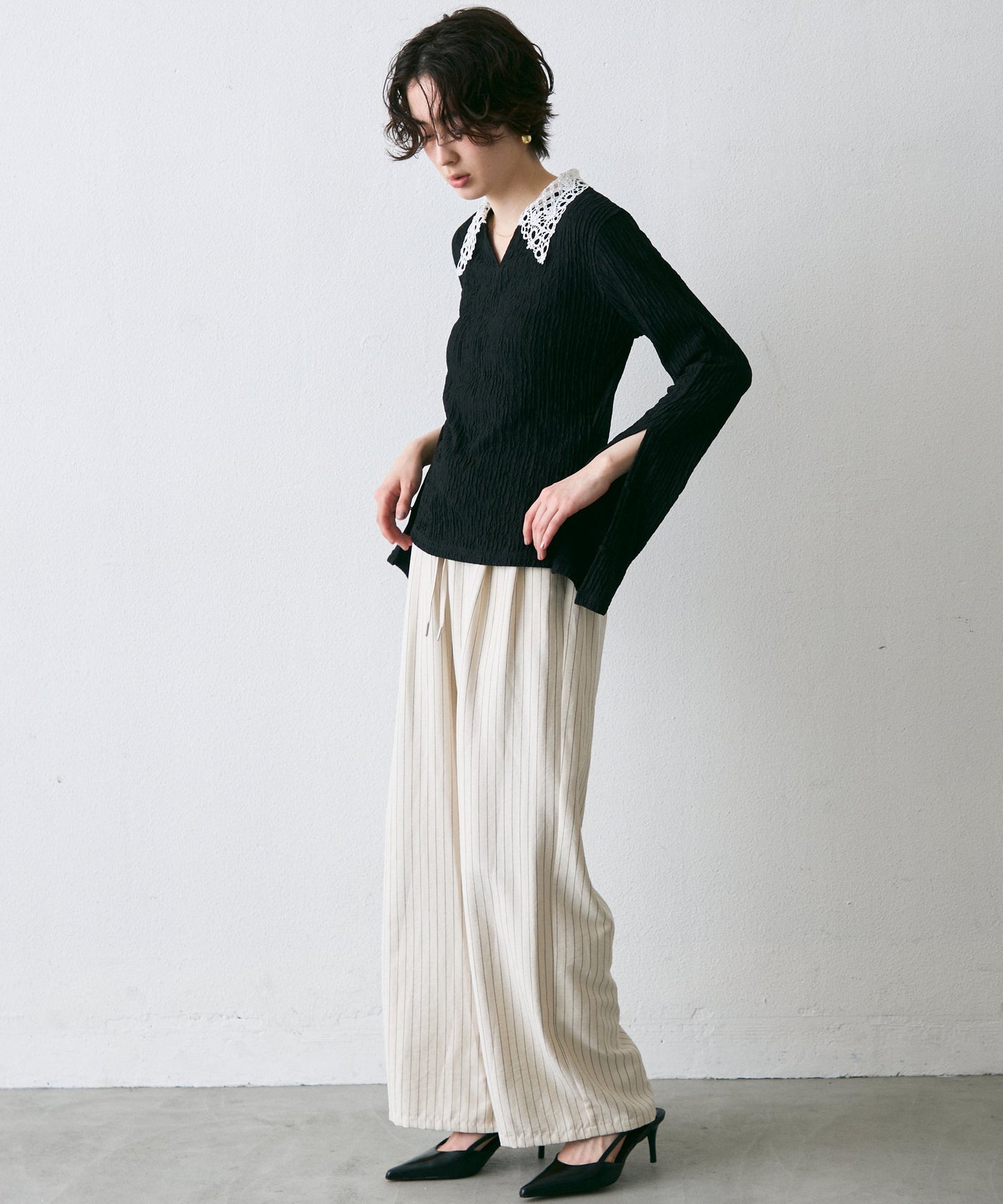 ワッシャーレース衿ロンT