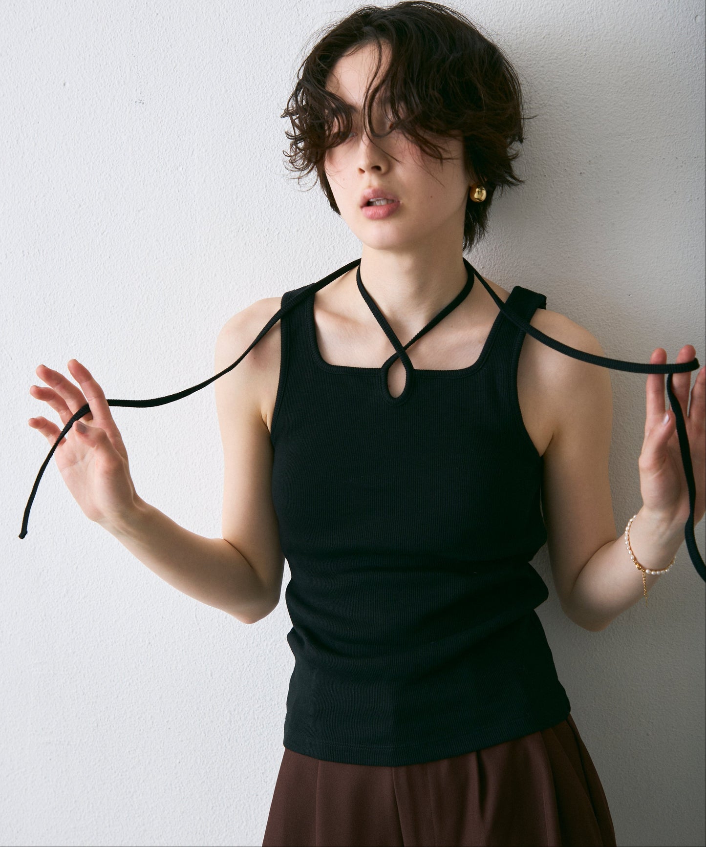 テレコカップ付きコードリボンタンク