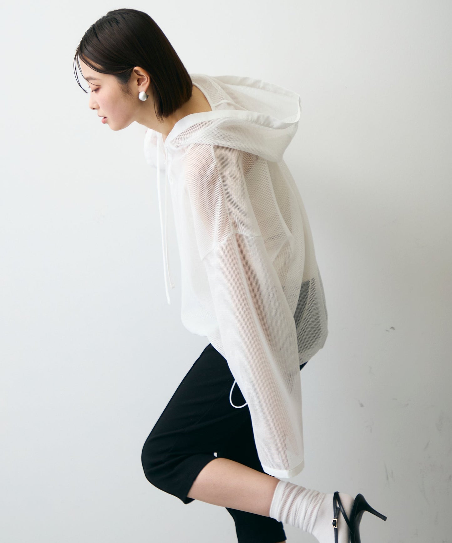 メッシュカットソーフーディープルオーバー