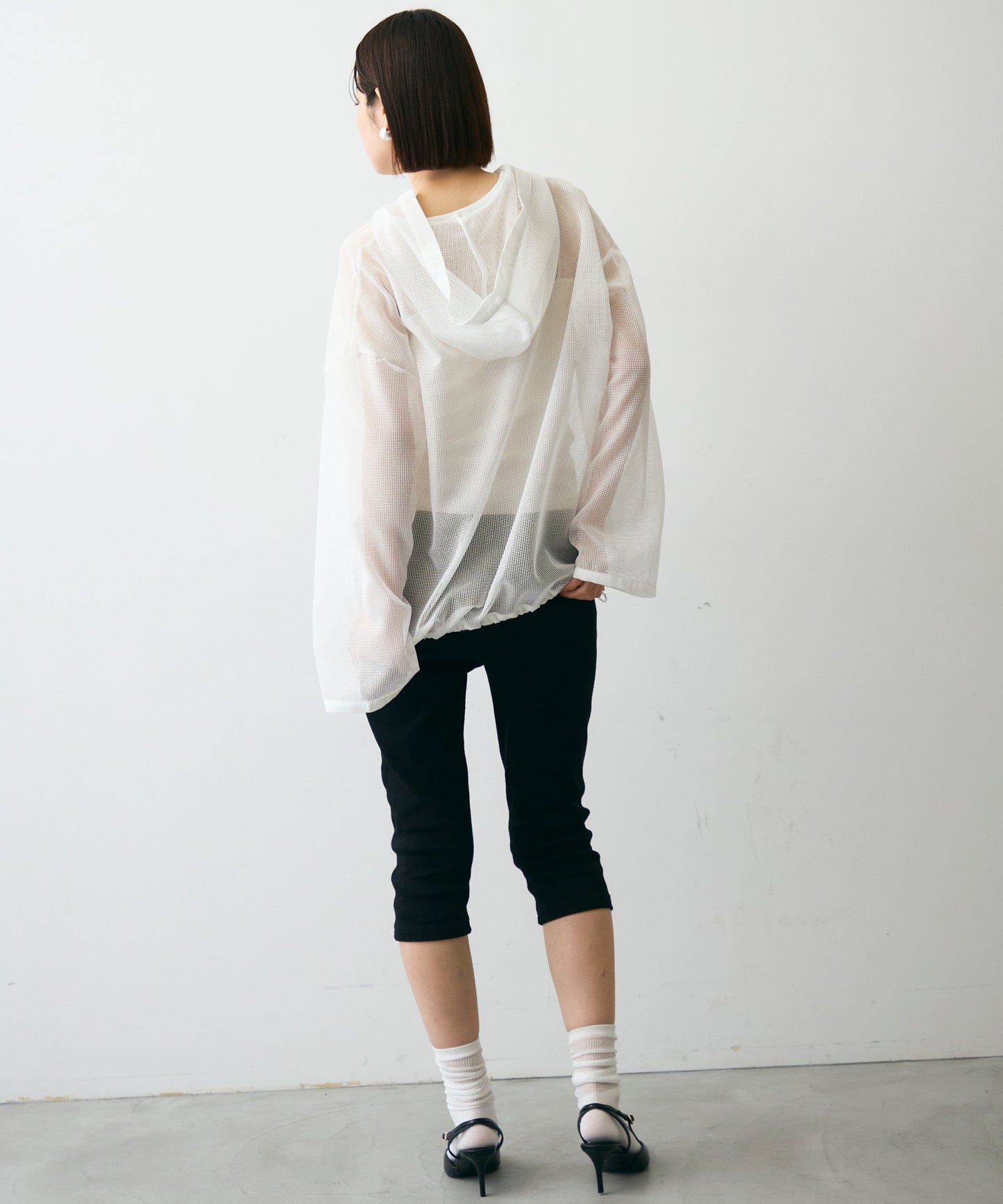 メッシュカットソーフーディープルオーバー