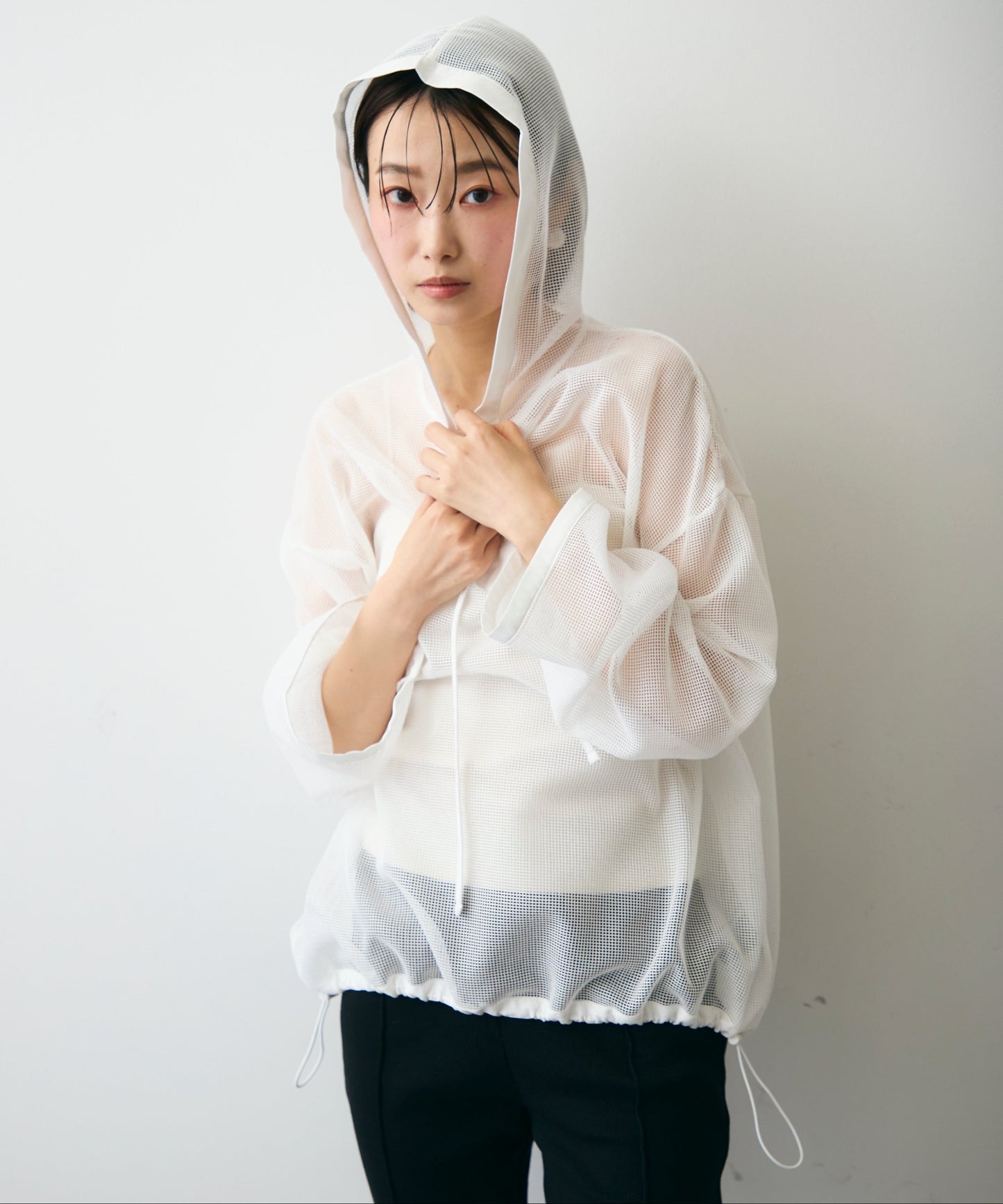 メッシュカットソーフーディープルオーバー