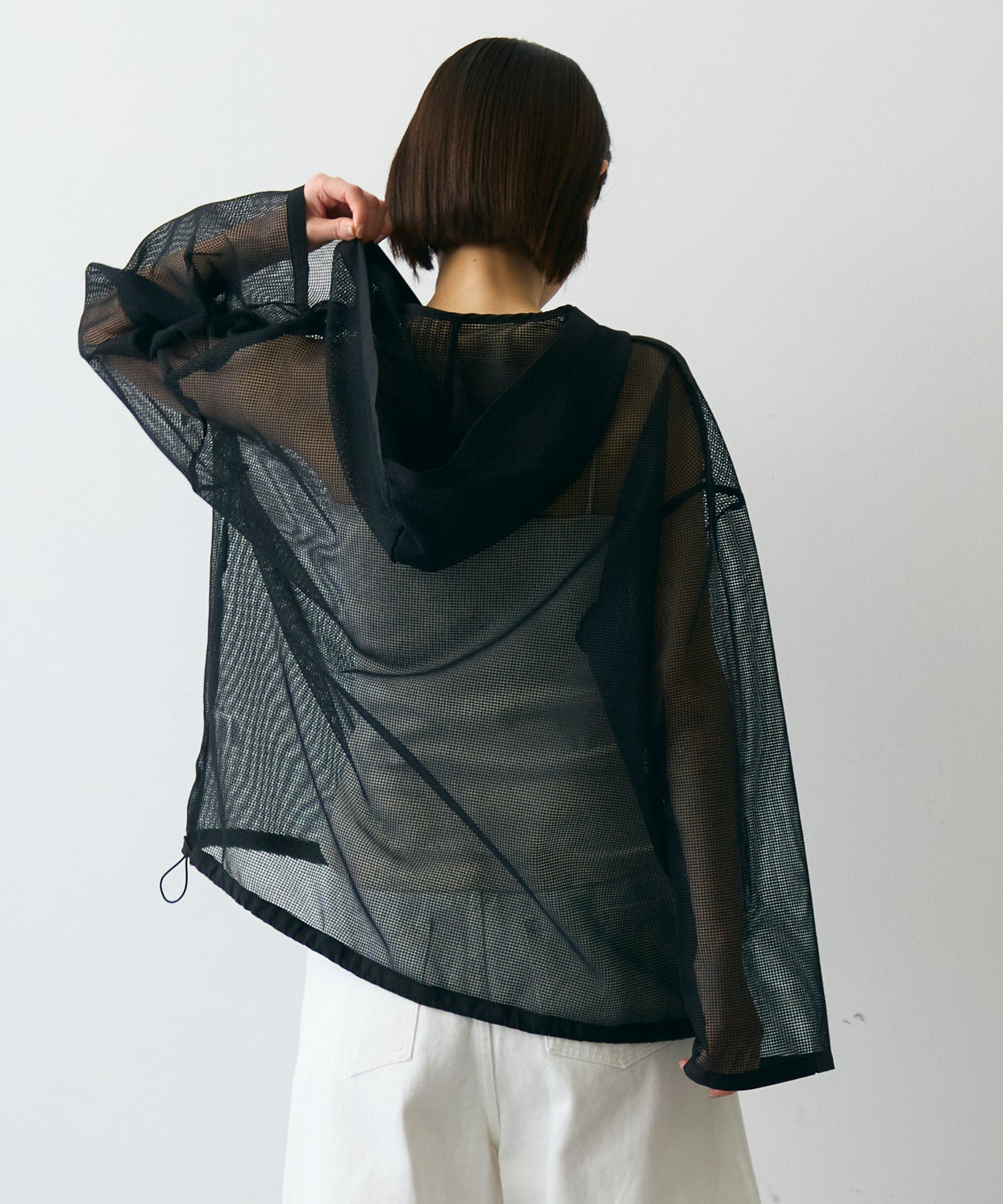 メッシュカットソーフーディープルオーバー