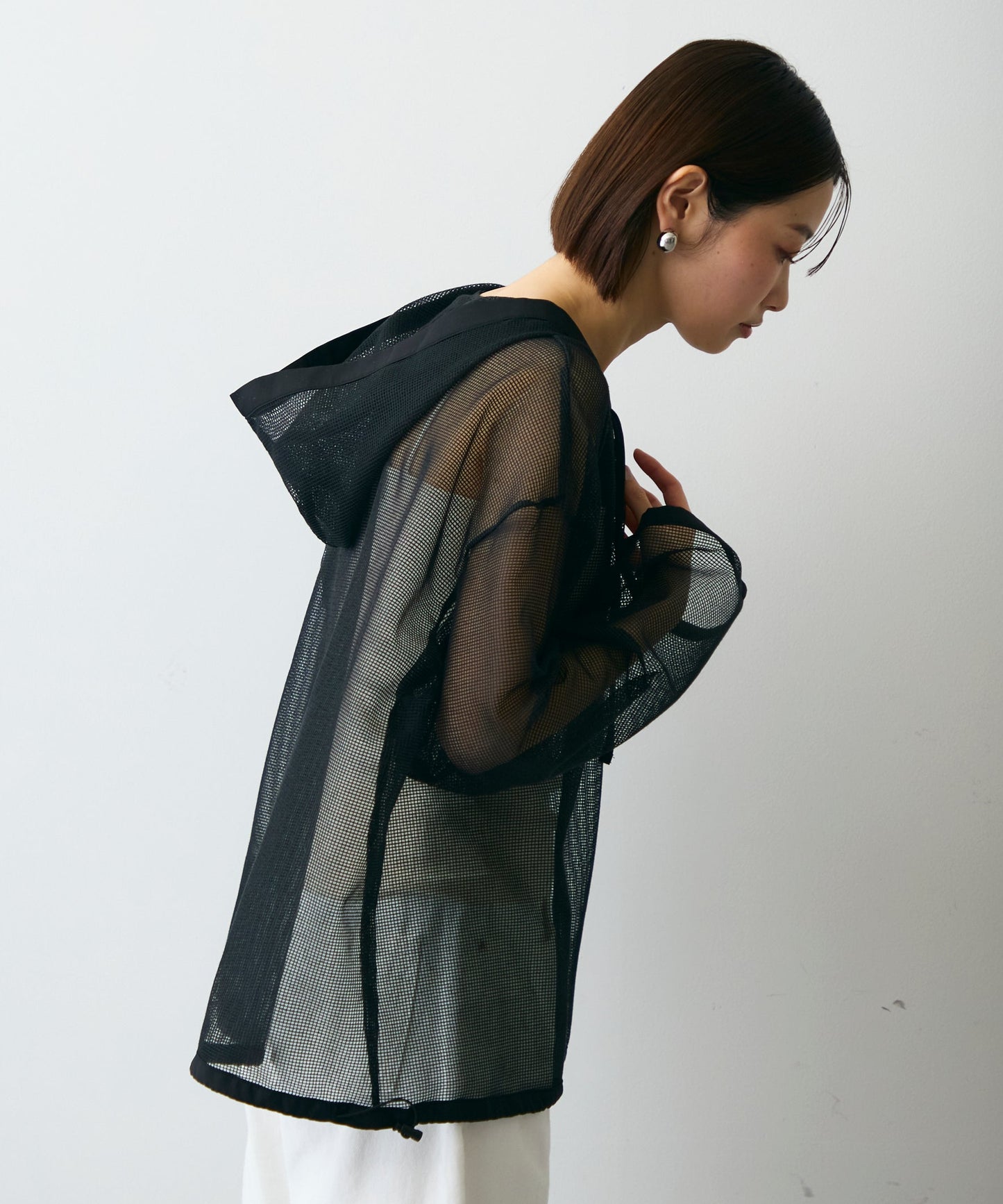 メッシュカットソーフーディープルオーバー