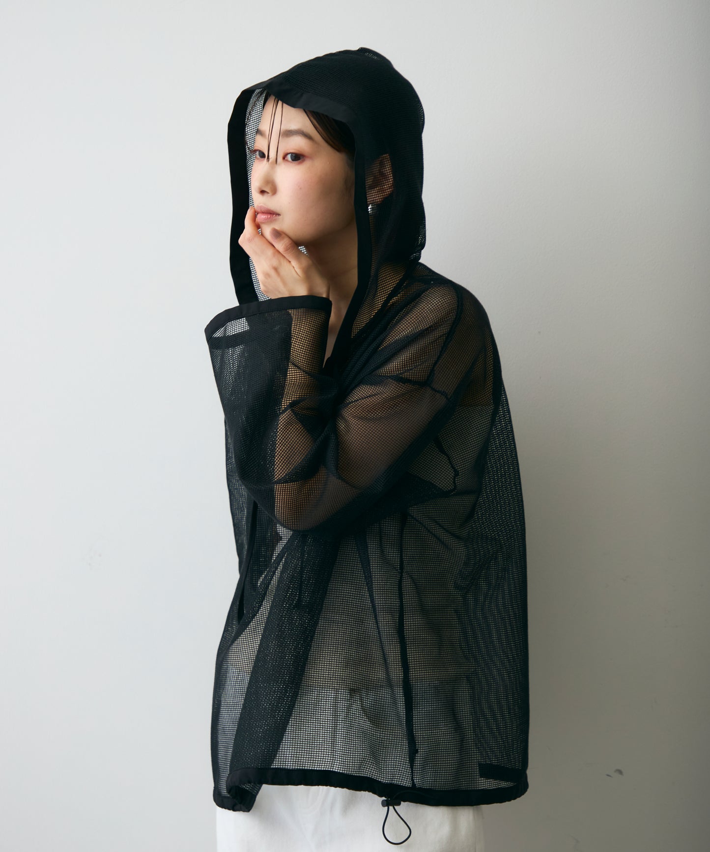 メッシュカットソーフーディープルオーバー