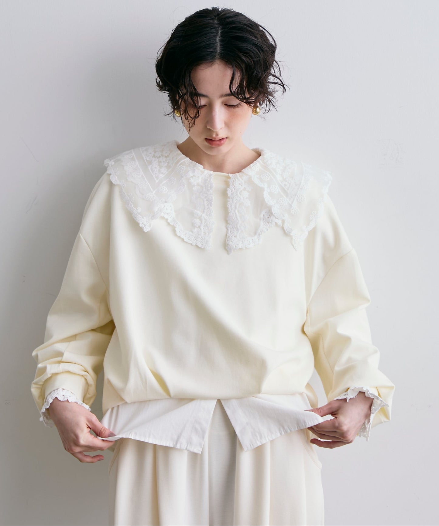 バルーンヘムダンボールニットプルオーバー