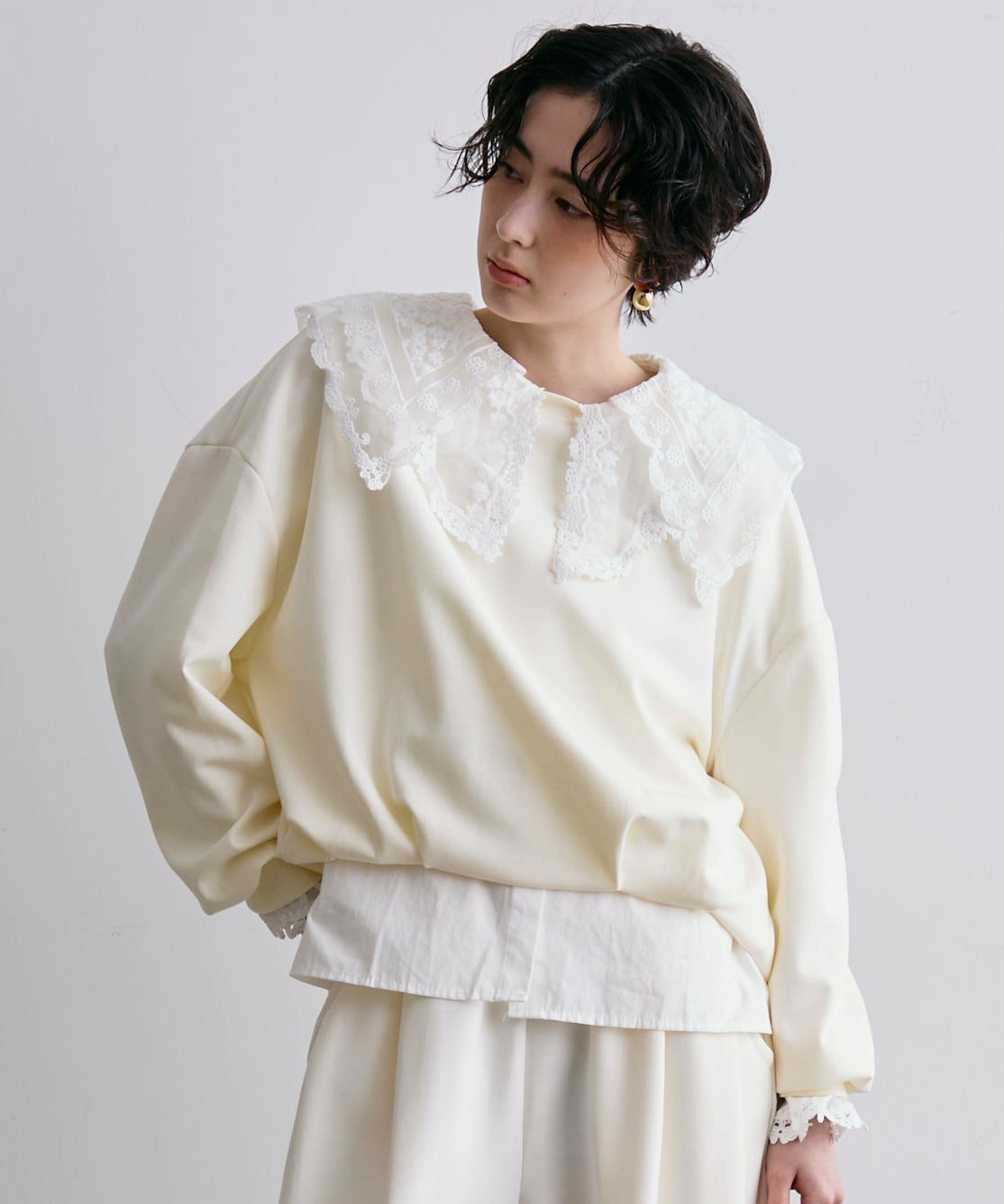 バルーンヘムダンボールニットプルオーバー