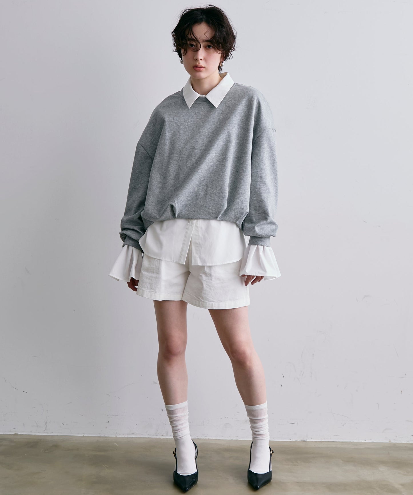 バルーンヘムダンボールニットプルオーバー