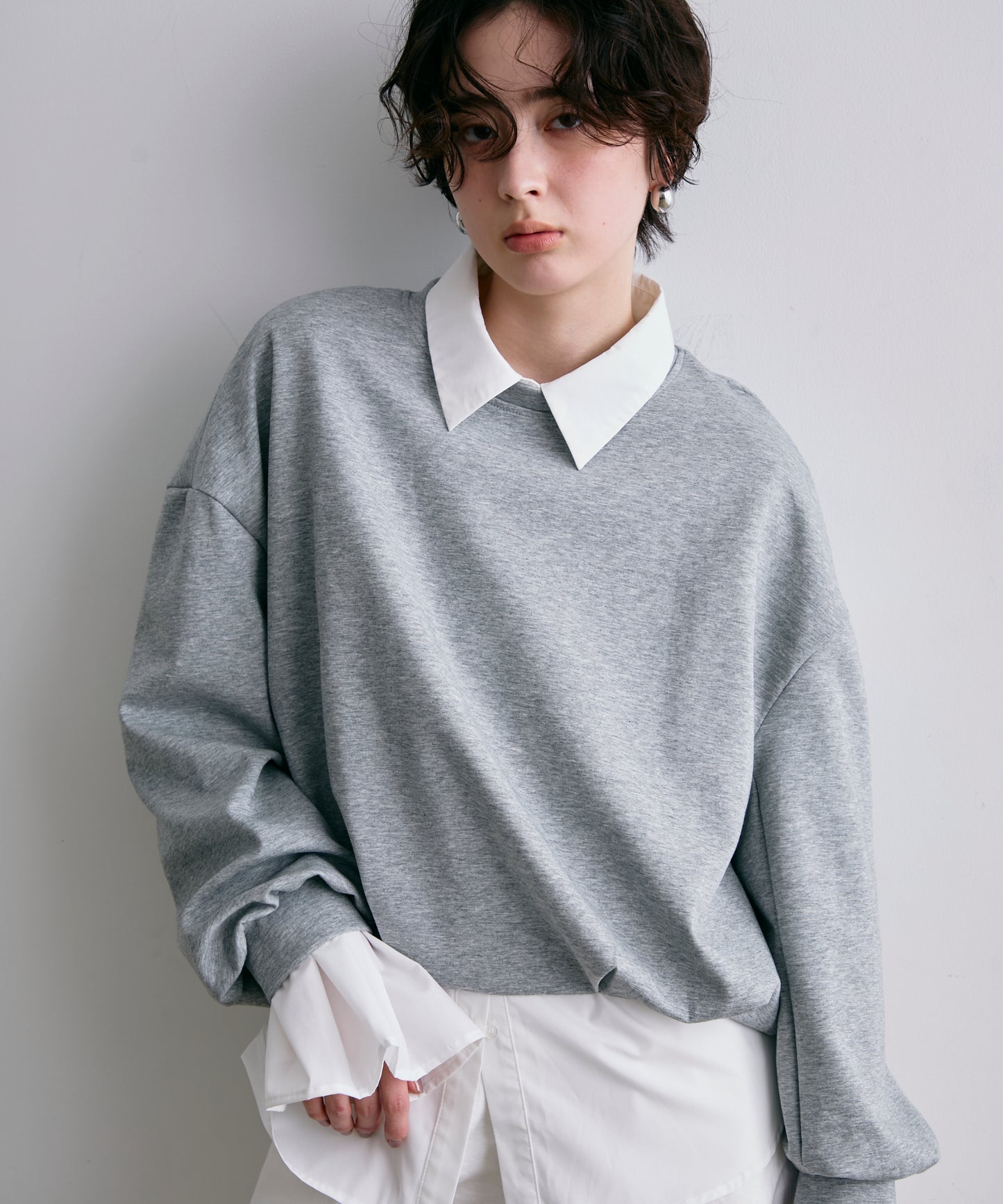 バルーンヘムダンボールニットプルオーバー