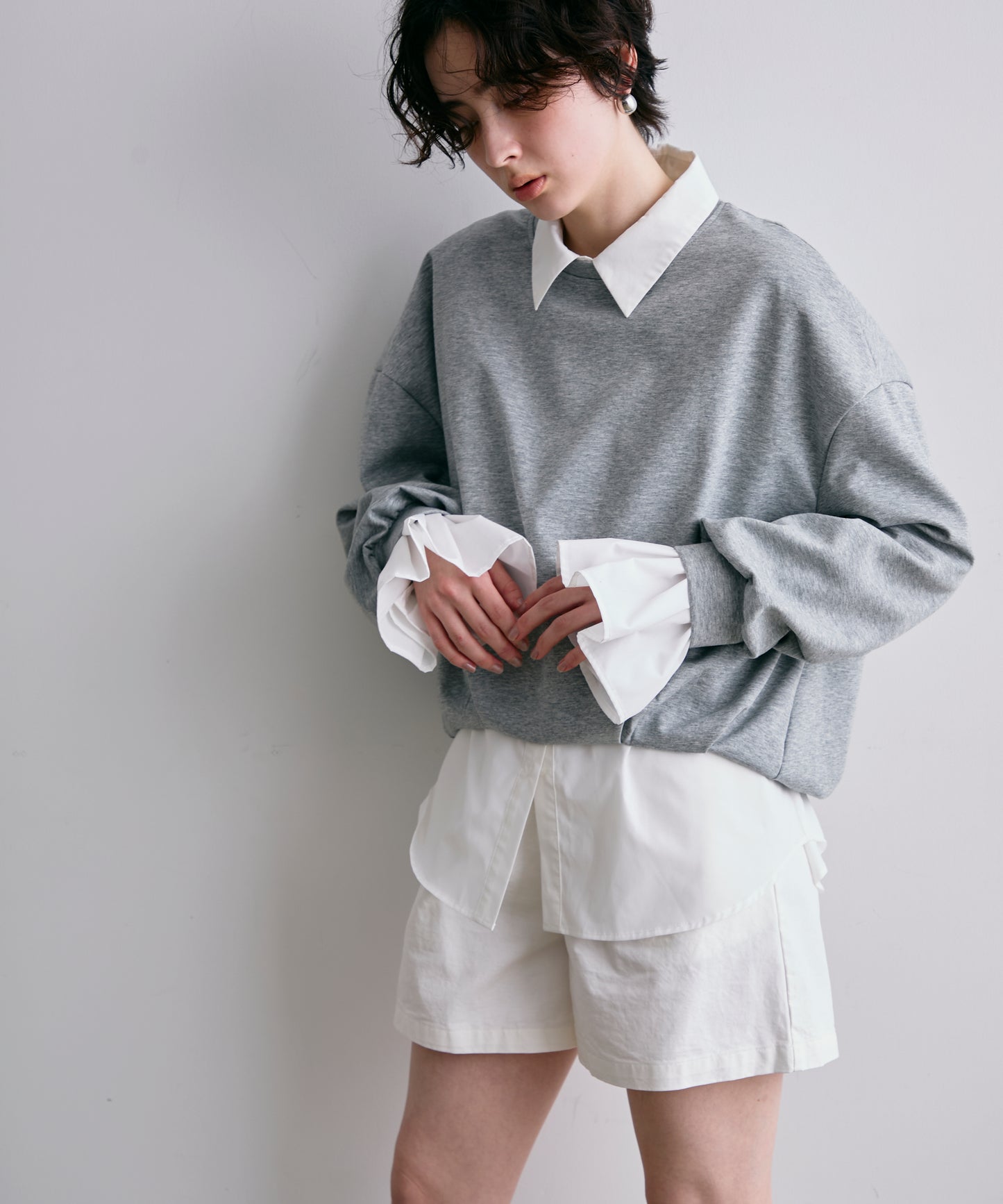 バルーンヘムダンボールニットプルオーバー