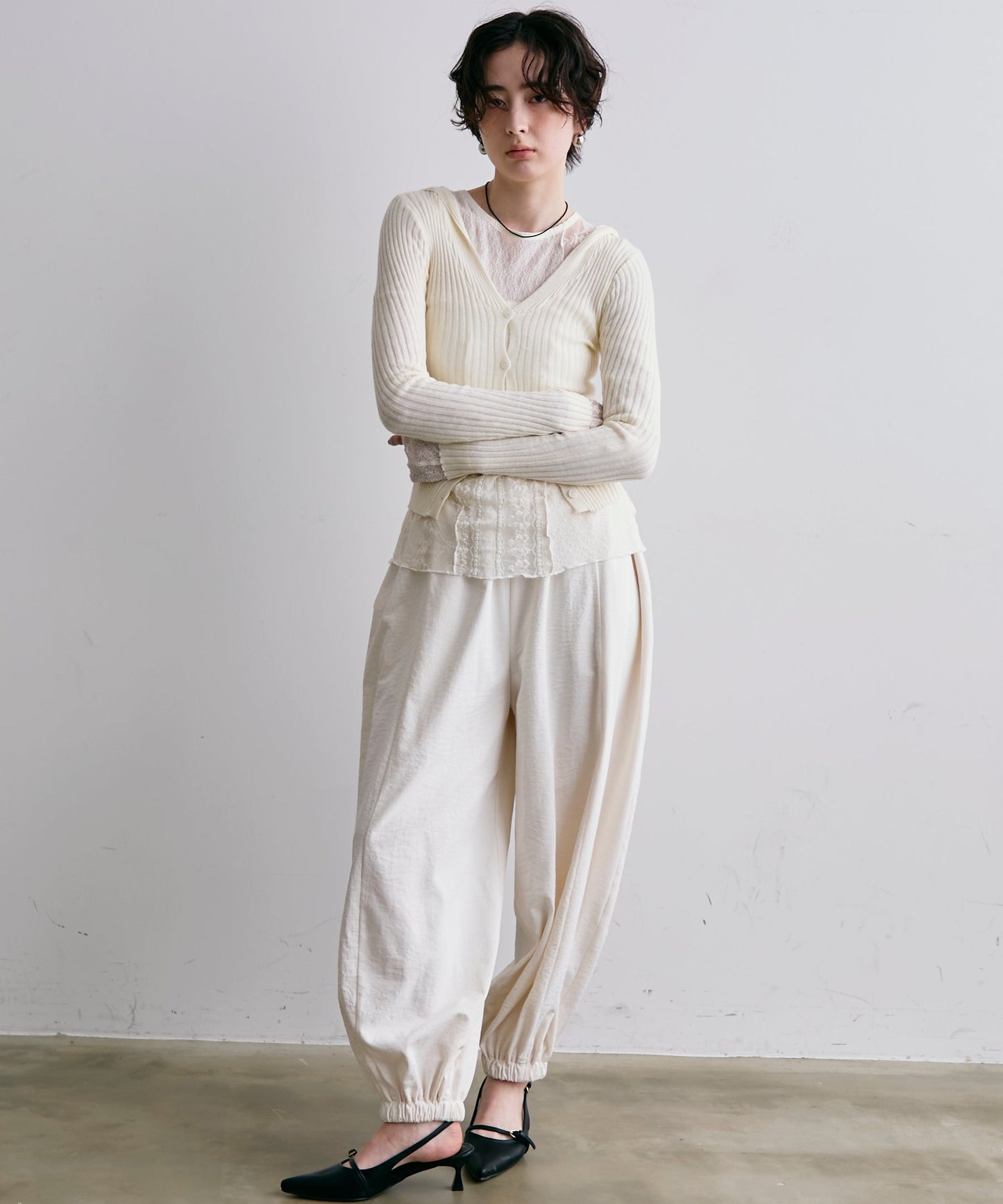 リブフーディーニット