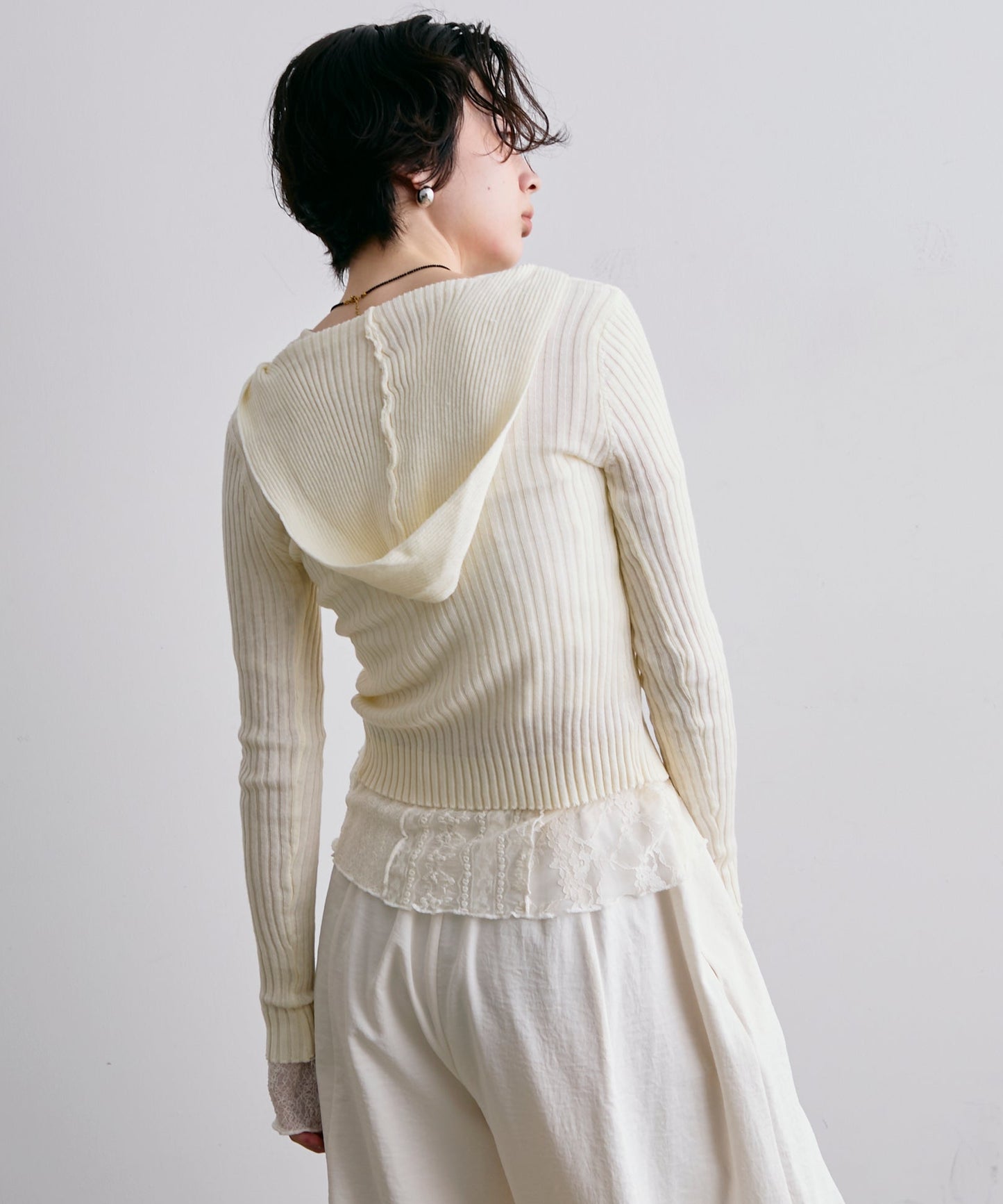 リブフーディーニット