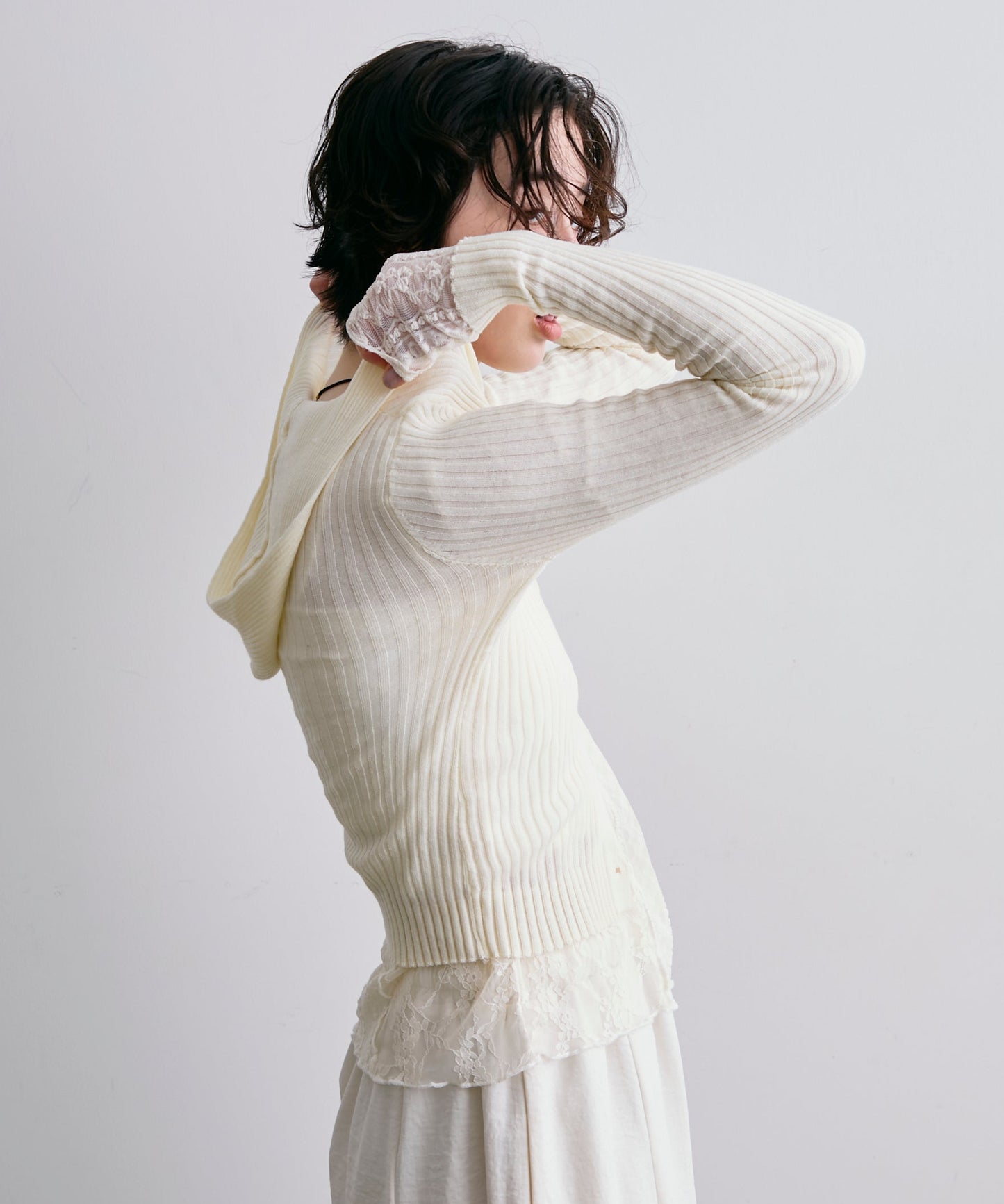 リブフーディーニット