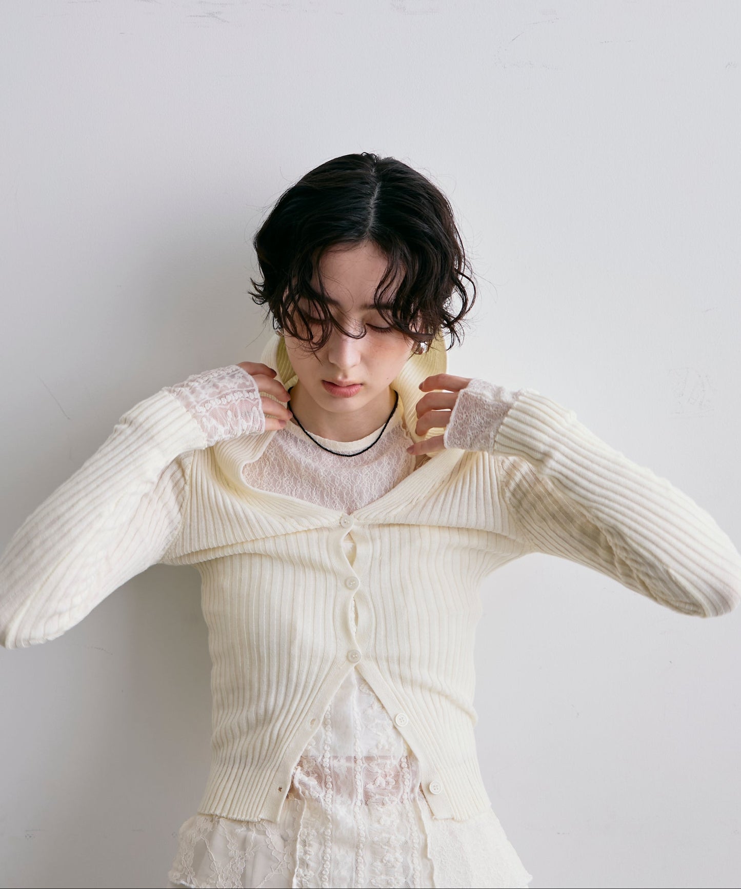 リブフーディーニット