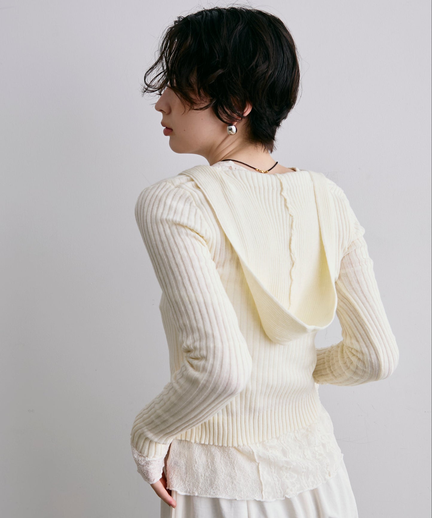 リブフーディーニット