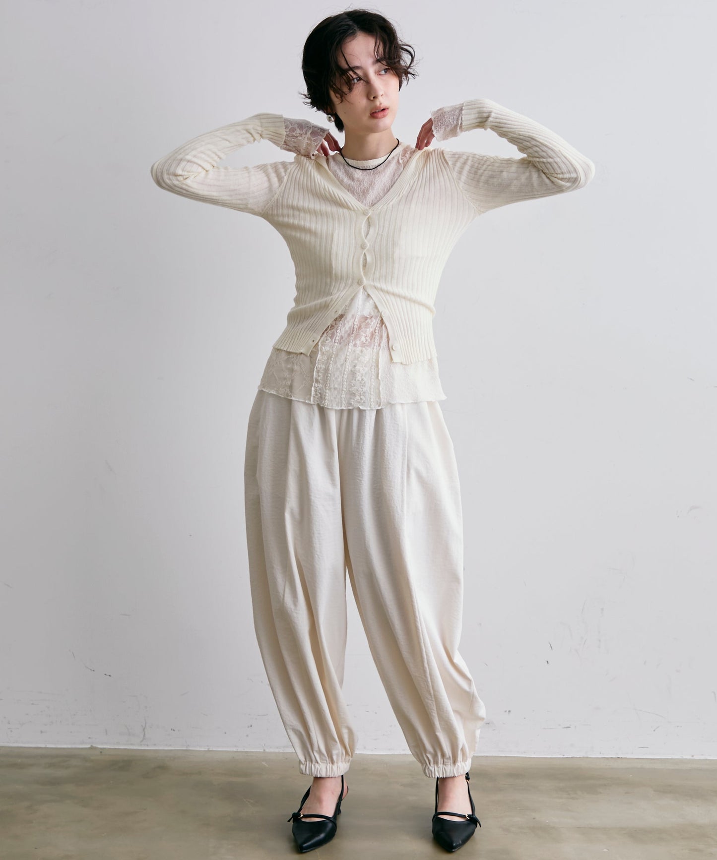 リブフーディーニット