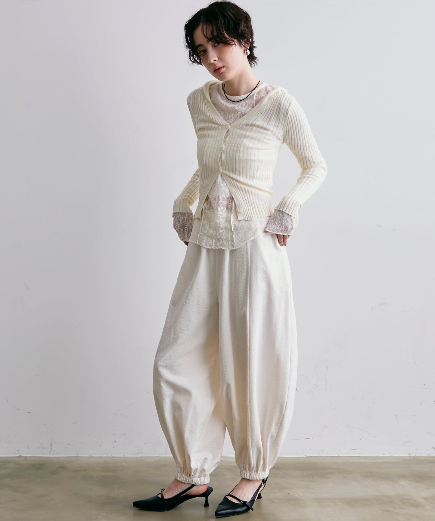 リブフーディーニット