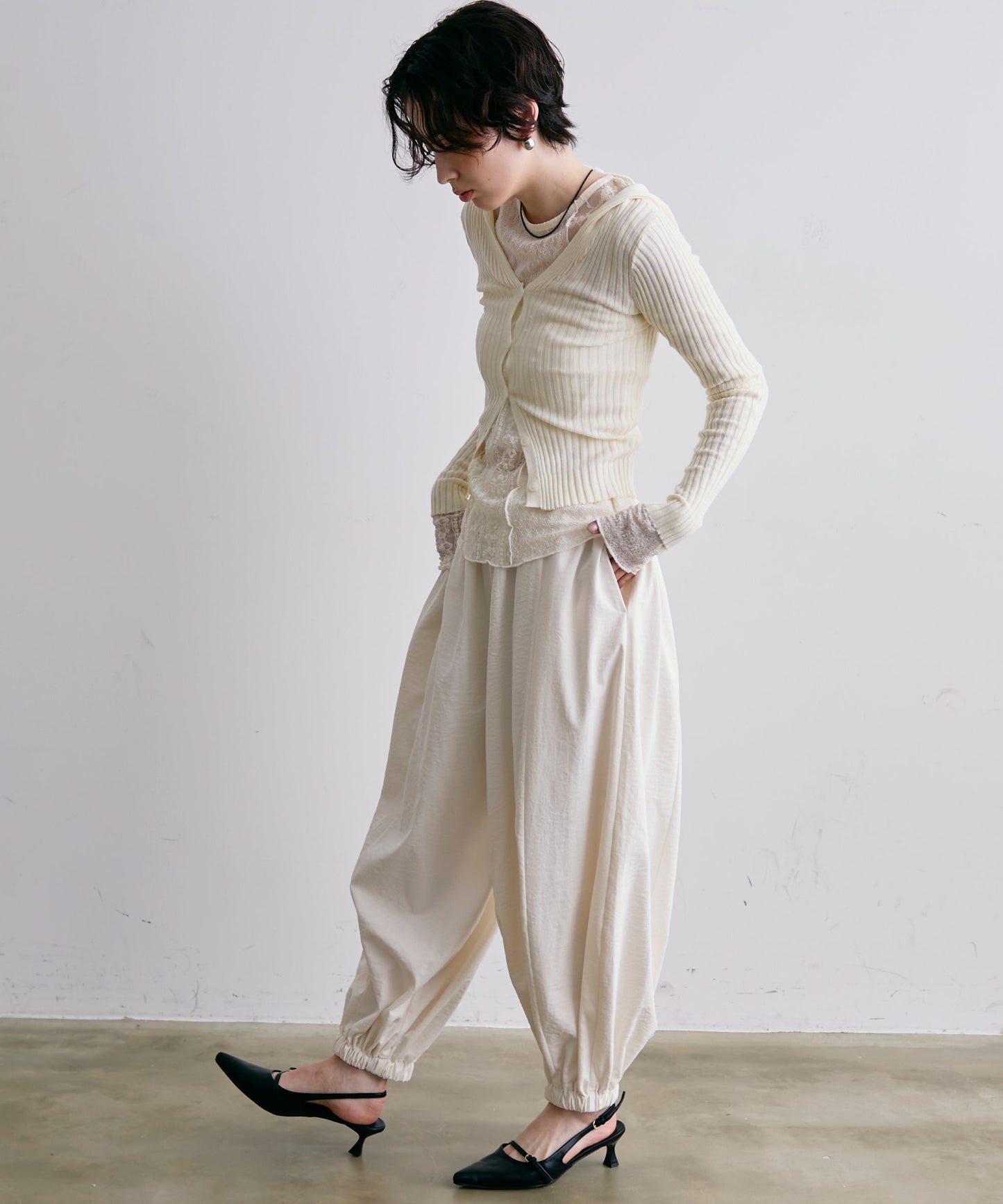 リブフーディーニット