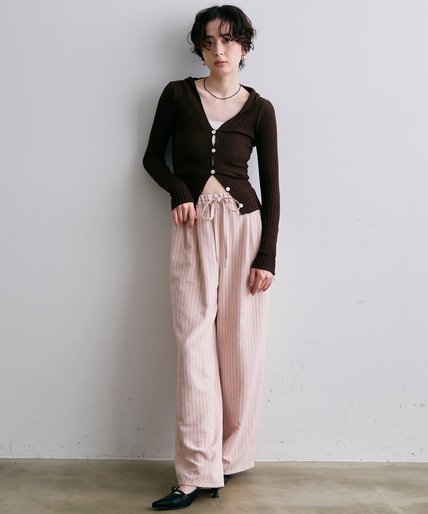 リブフーディーニット