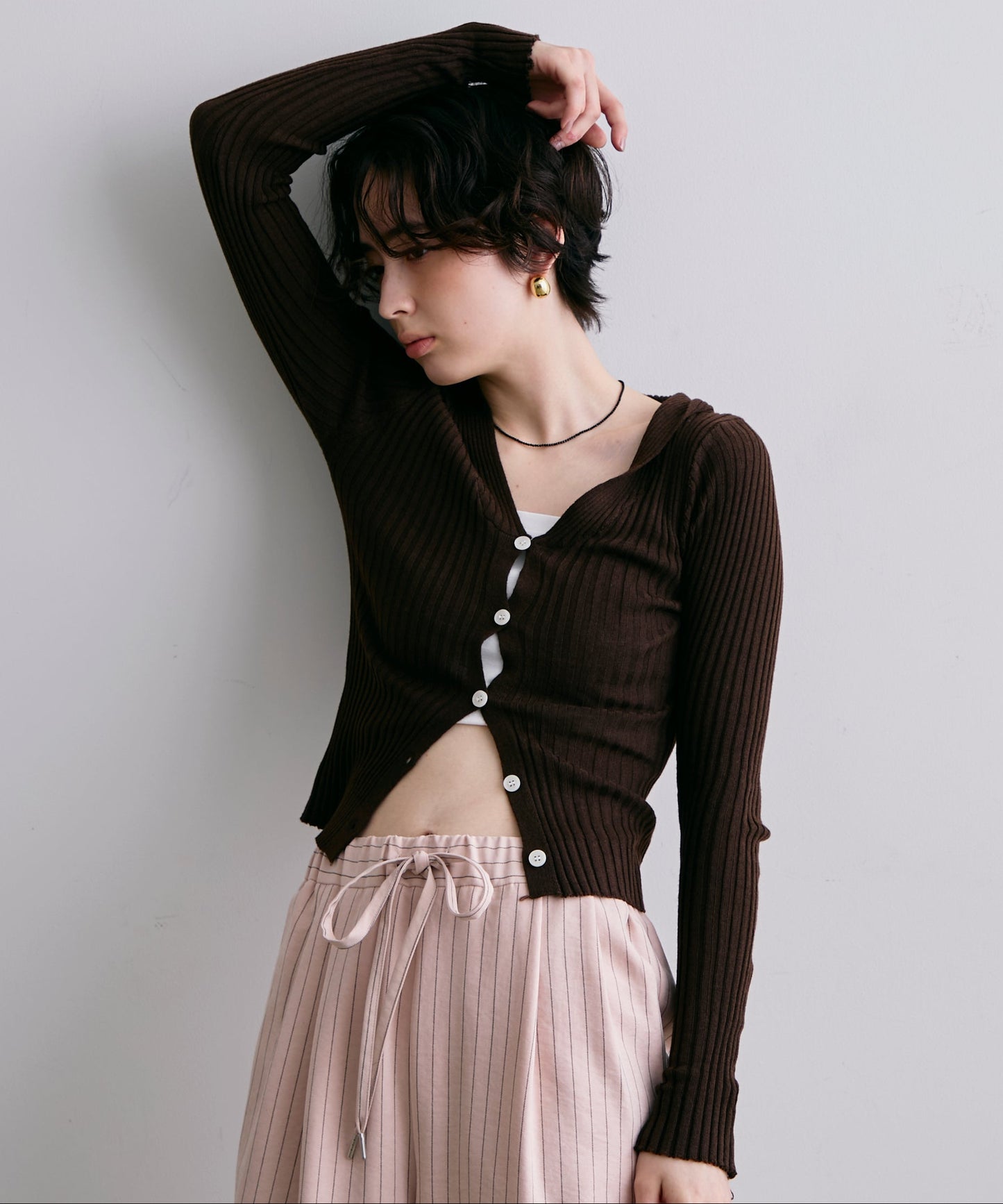 リブフーディーニット