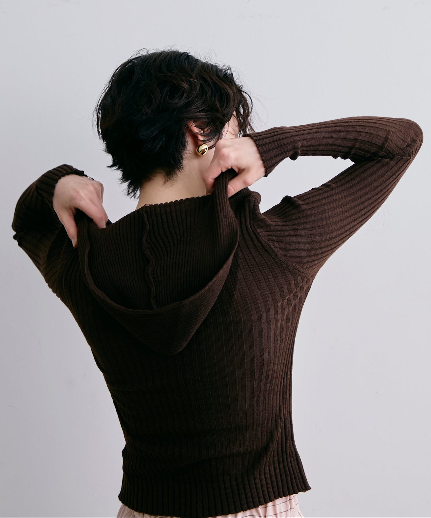 リブフーディーニット