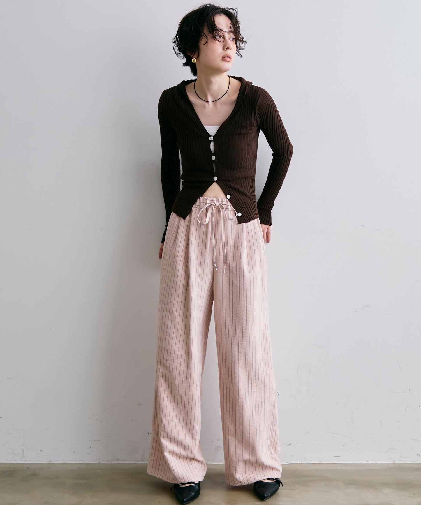 リブフーディーニット