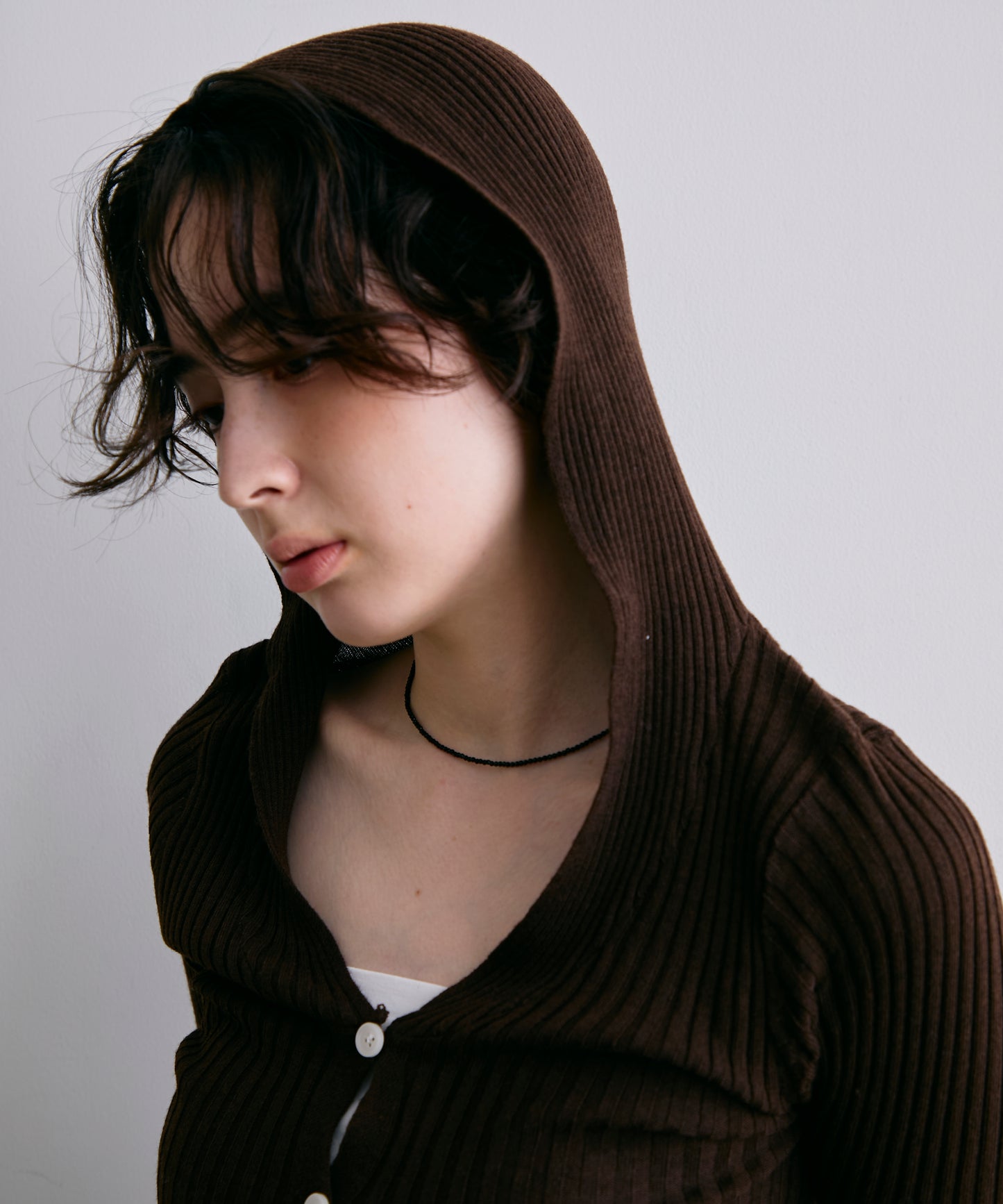 リブフーディーニット