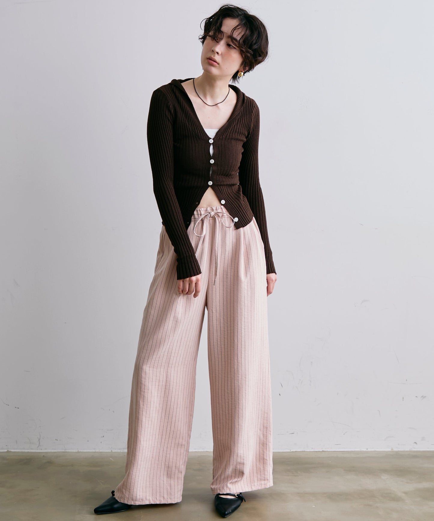 リブフーディーニット