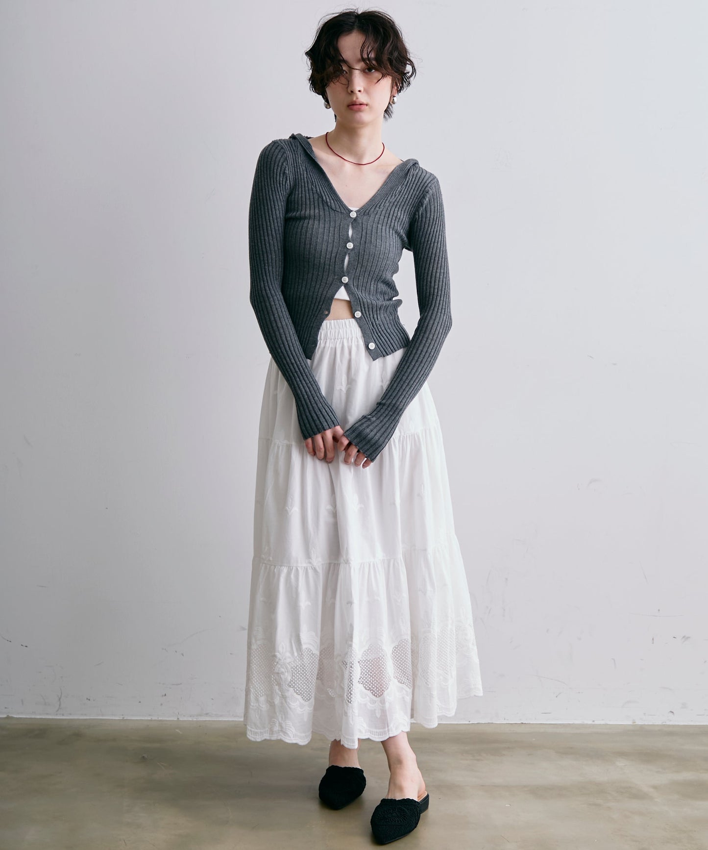 リブフーディーニット