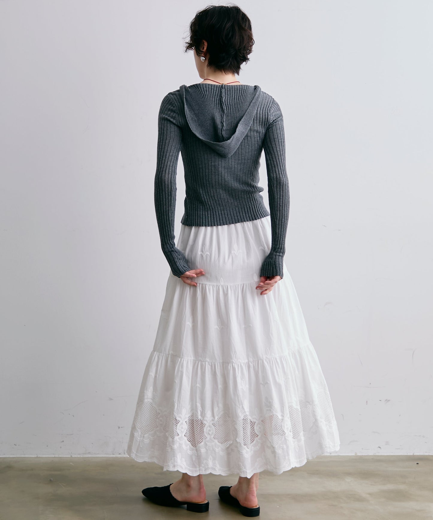 リブフーディーニット