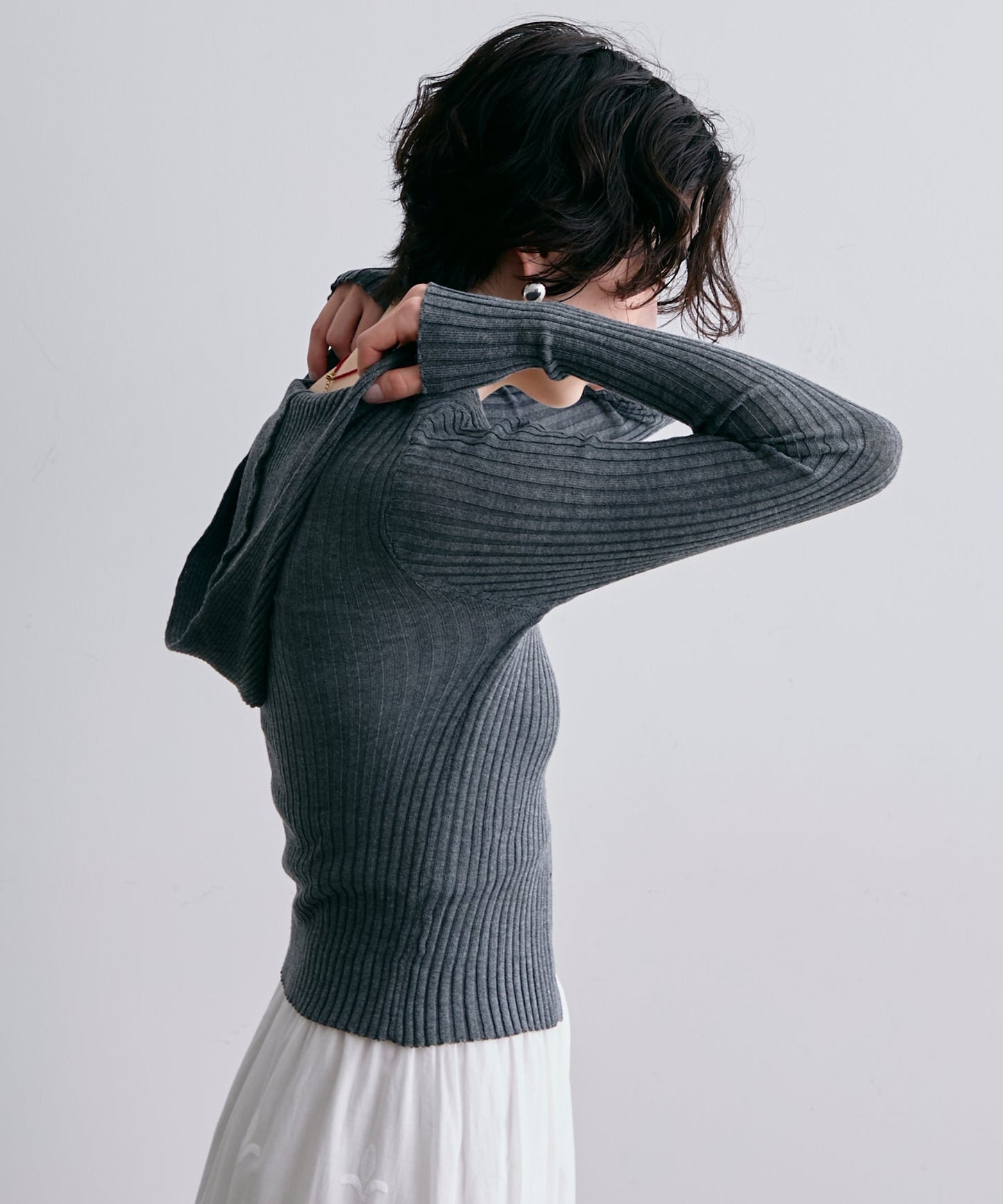 リブフーディーニット